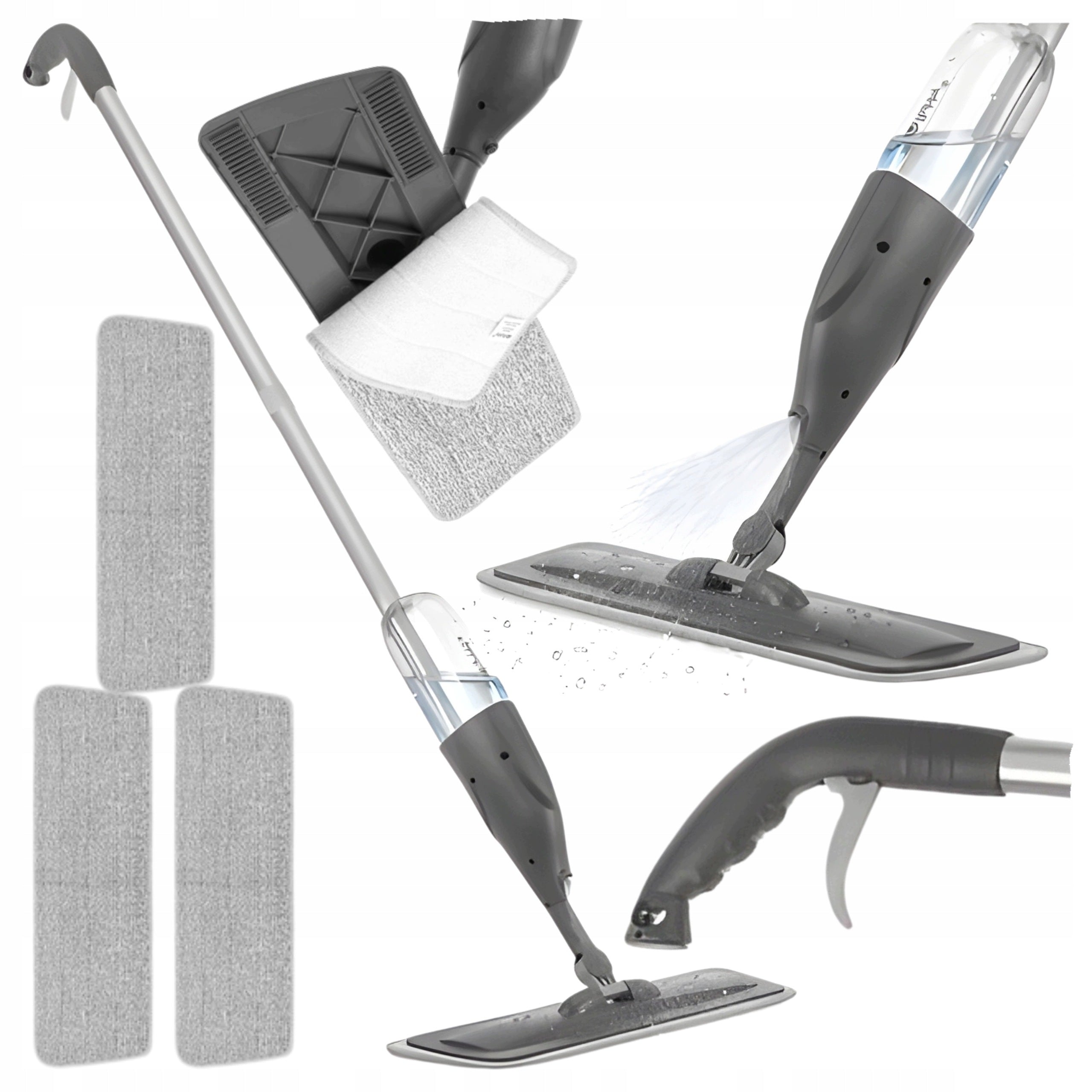 Flat mop with sprayer for floor panels 300 ml 2x Microfiber cartridge