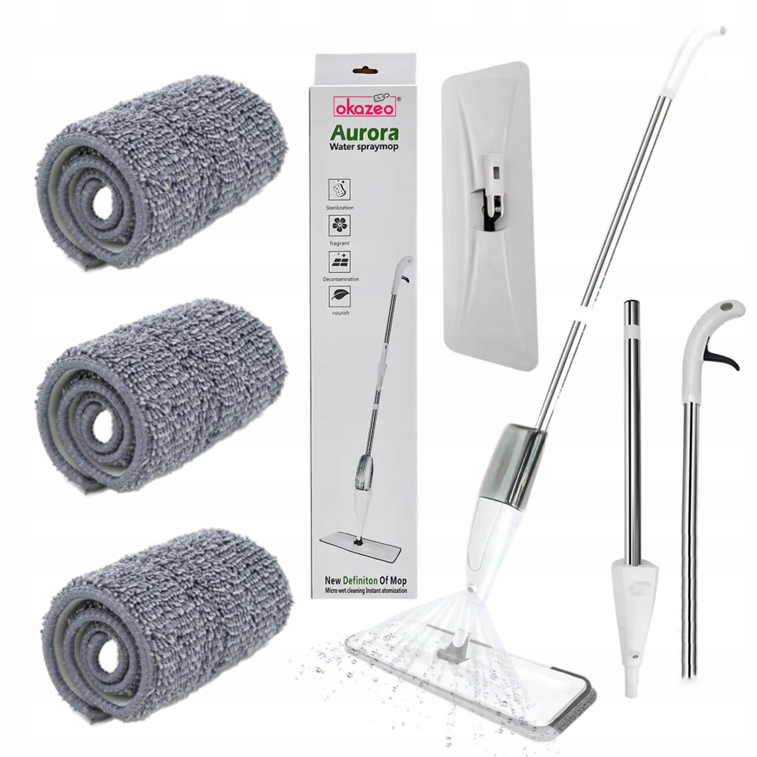 Flat washer mop 3 microfiber cartridges long for cleaning