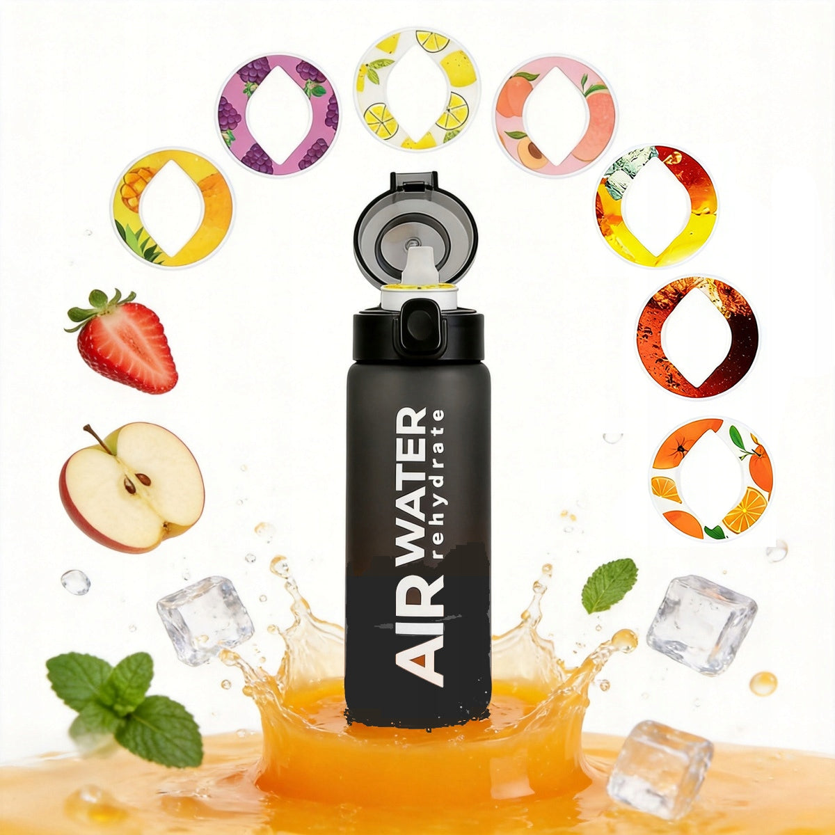 Flavored Water Bottle 750 ml with 7 Capsules - No Sugar or Calories