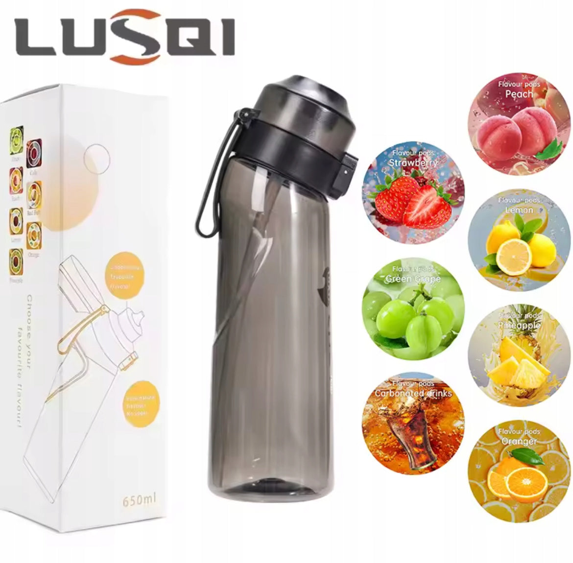 Flavored Water Bottle with Fragrance Cartridges 7 Flavors | 0 Sugars and Calories Manufacturer code Butelka sportowa smakowa