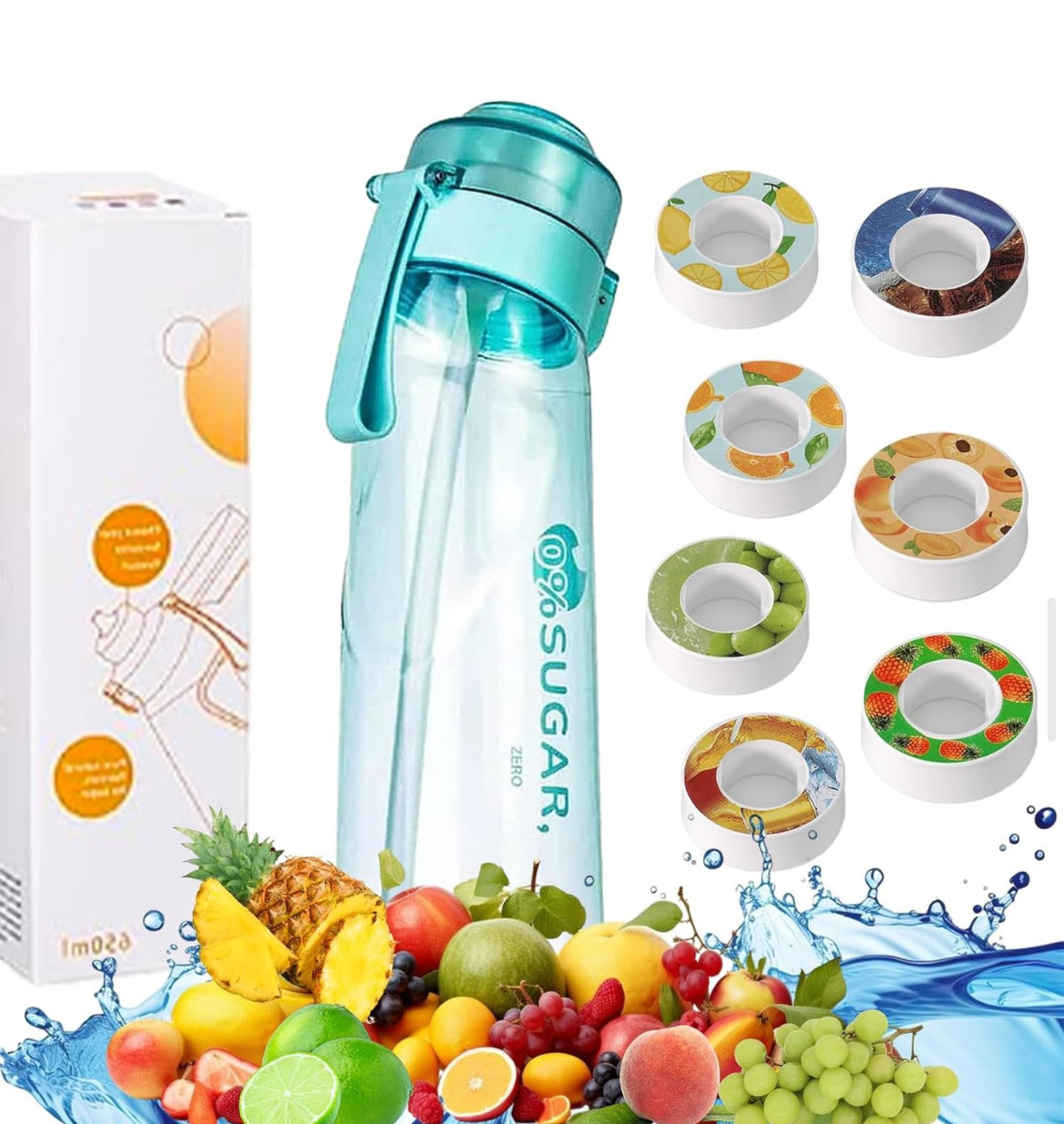 Flavored Water Bottle with Fragrance Cartridges 7 Flavors | 0 Sugars and Calories Packaging status original
