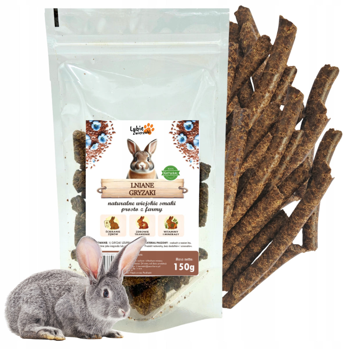 Flax Teethers for Rodent Rabbits Biting Teeth Abrasion 150g Packaging status original