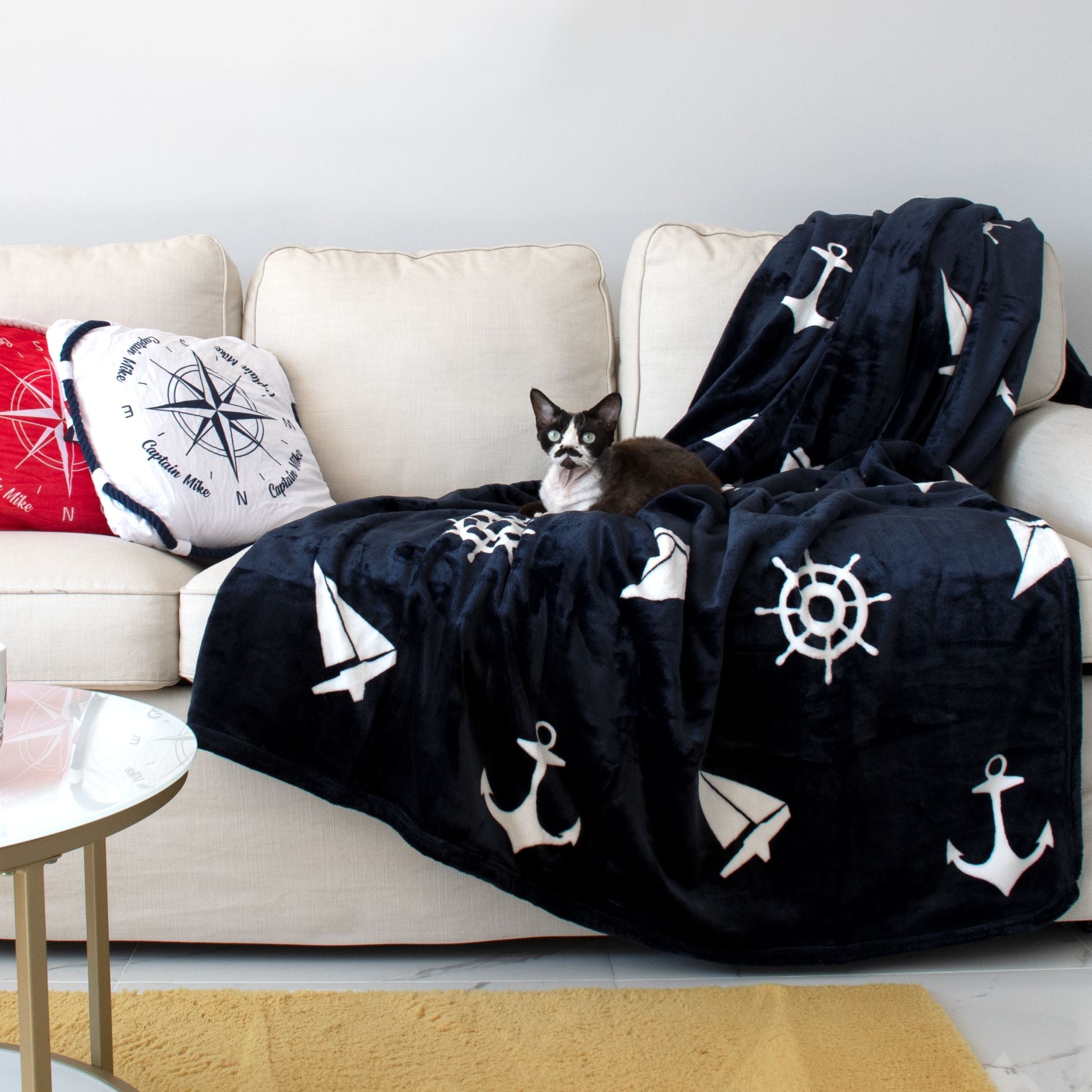 Fleece blanket 200x220, navy blue, warm, soft, ALLERGIC SUITABLE Captain Mike Brand Captain Mike