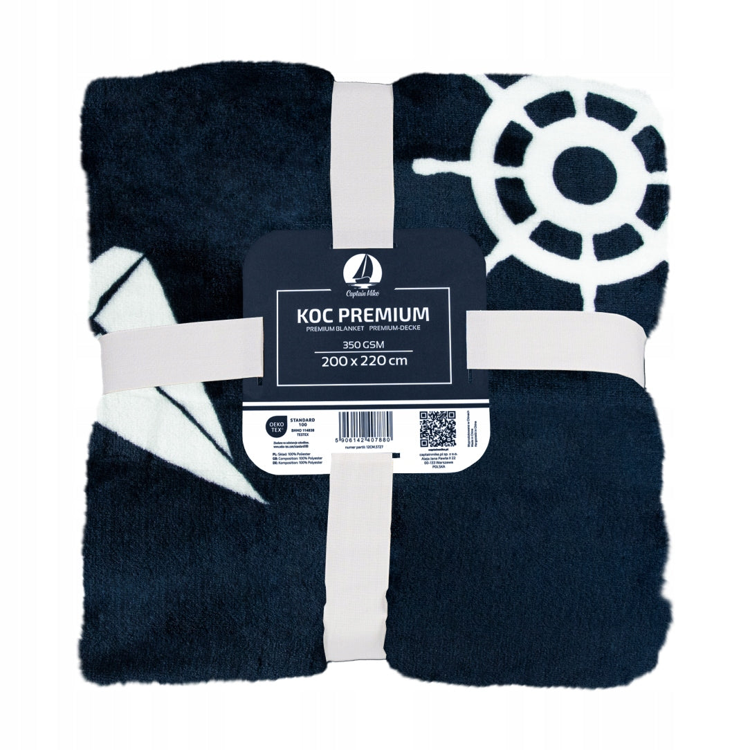 Fleece blanket 200x220, navy blue, warm, soft, ALLERGIC SUITABLE Captain Mike