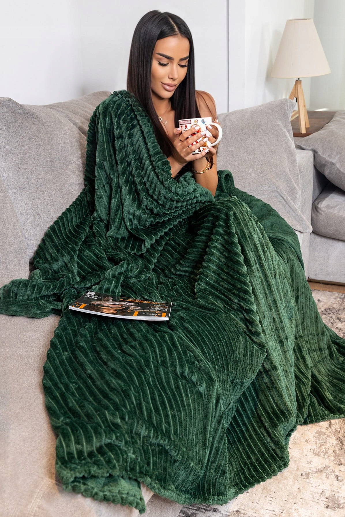 Fleece blanket FALA 170x210 bottle green Brand no brand