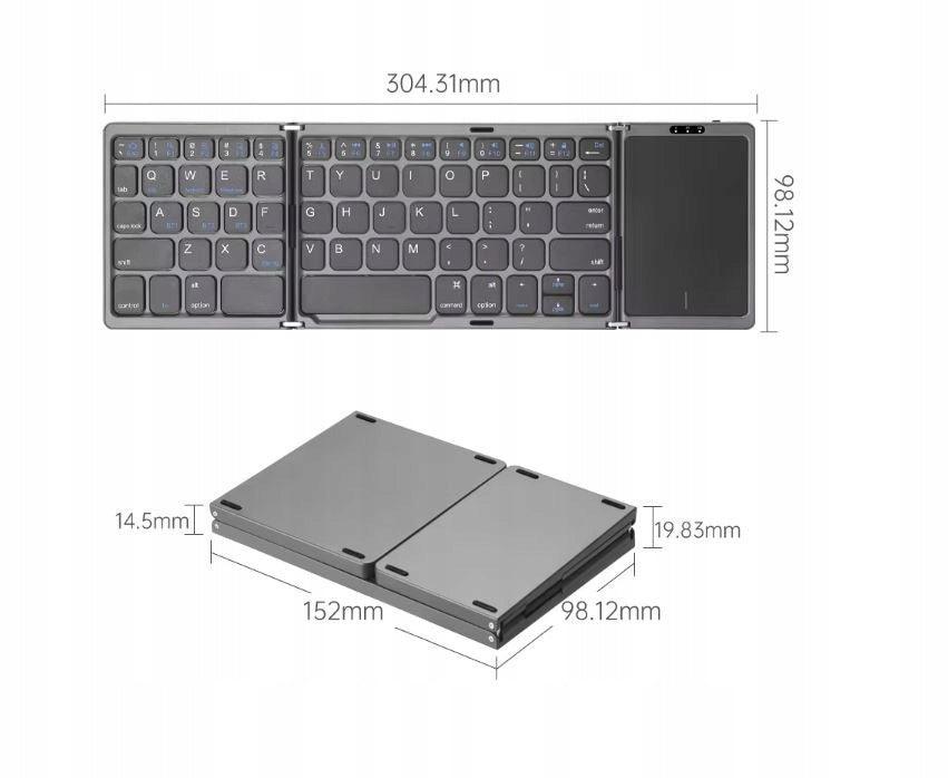 FlexKeyPro Wireless Bluetooth Keyboard with LARGE Folding Touchpad