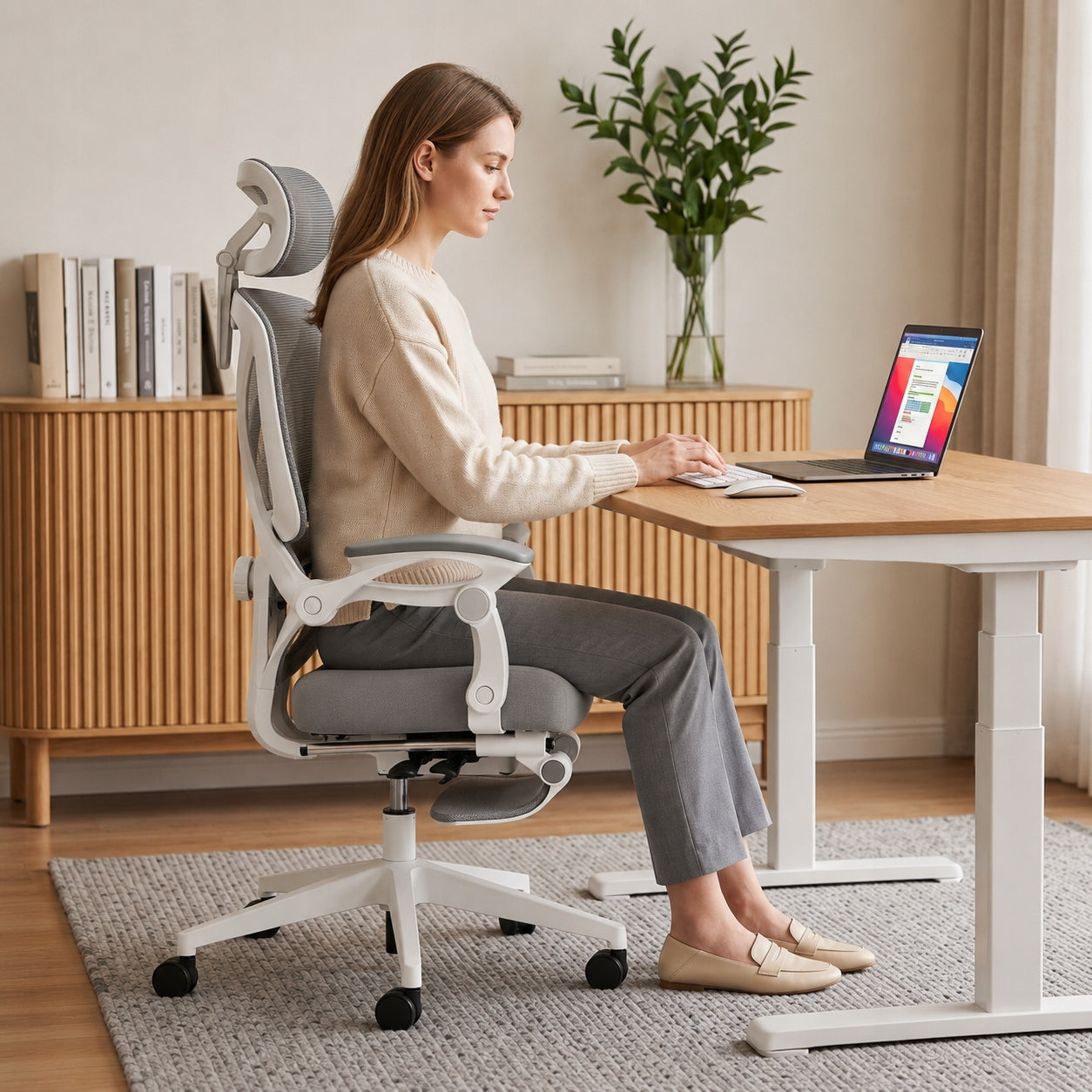 FlexiSpot OC4 Fotel ergonomiczny z 3-strefowym podparciem BIFMA Home Office Packaging status original