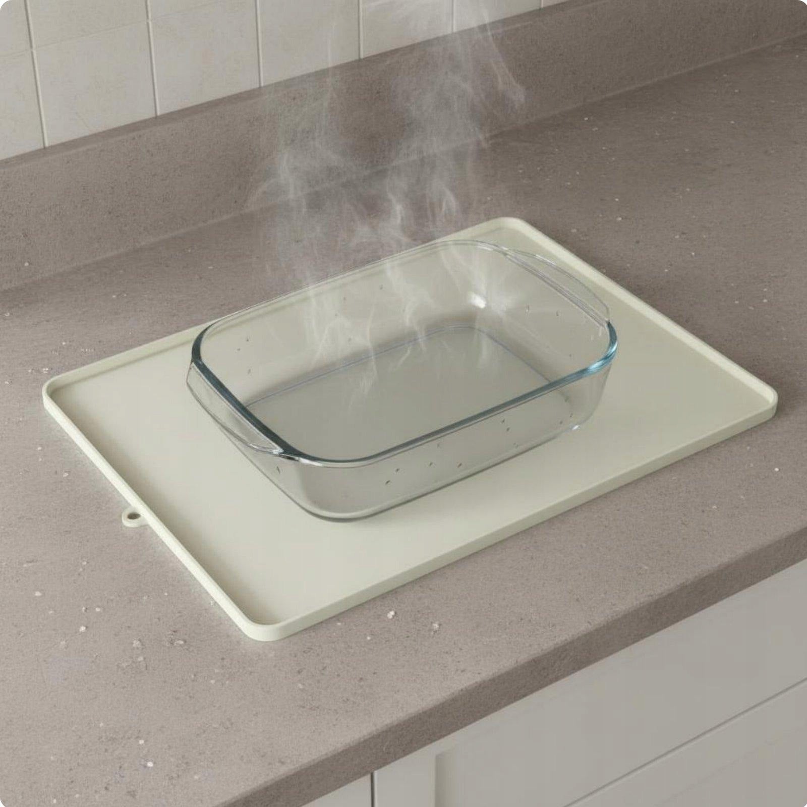 Flexible Silicone Microwave Protection Pad Kitchenware Silicone Mat Beige