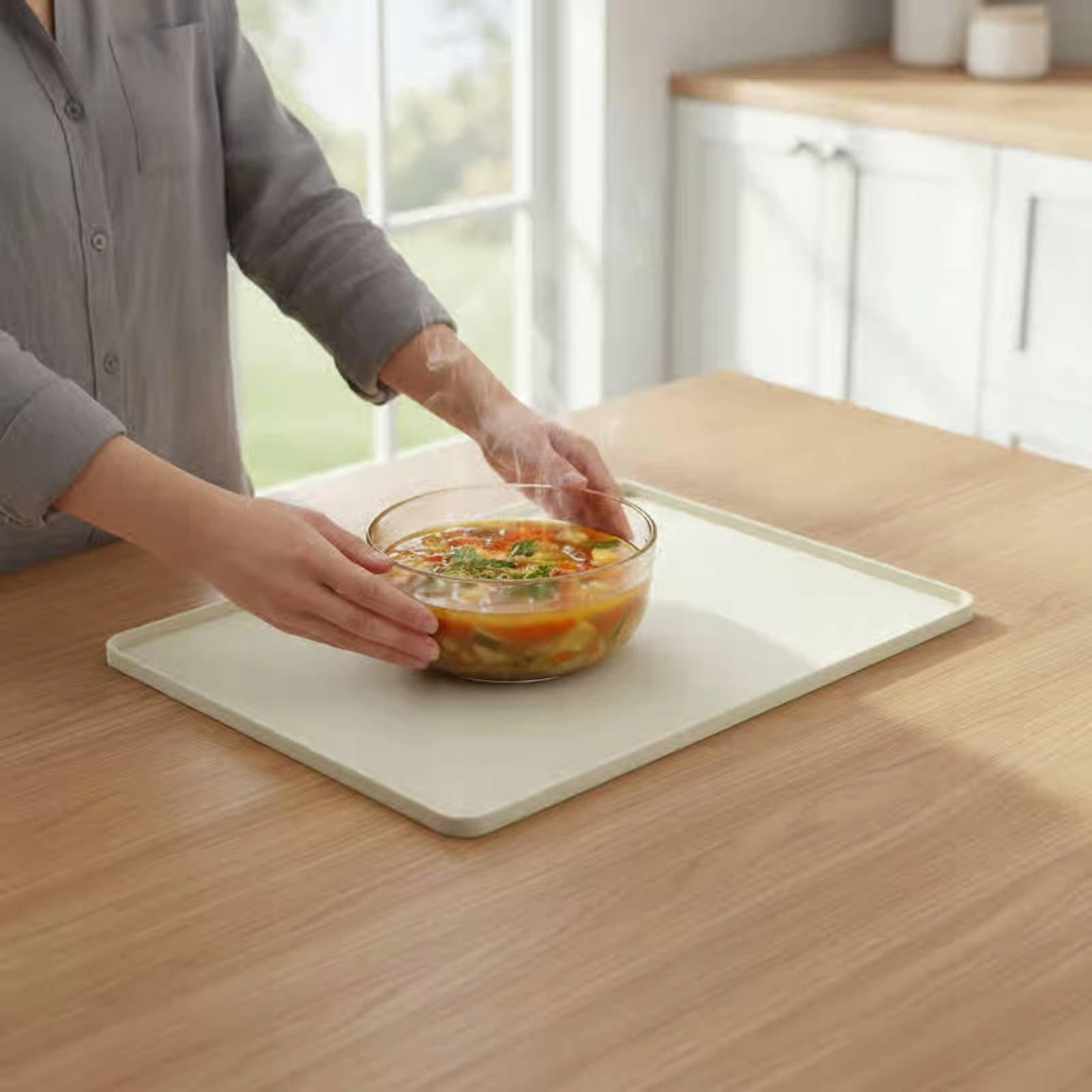 Flexible Silicone Microwave Protection Pad Kitchenware Silicone Mat Gray Packaging status original