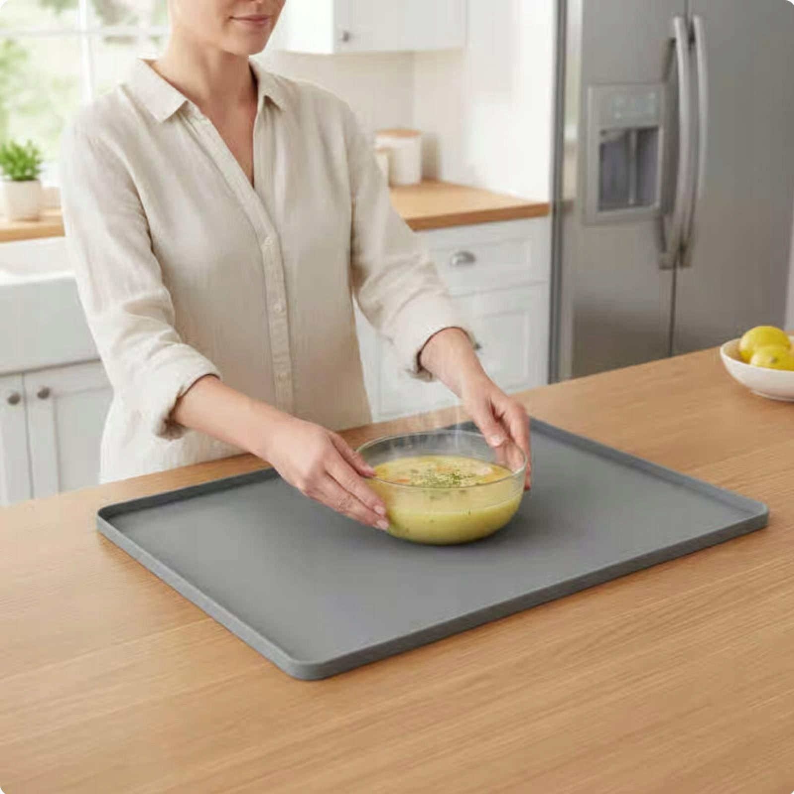 Flexible Silicone Microwave Protection Pad Kitchenware Silicone Mat Gray