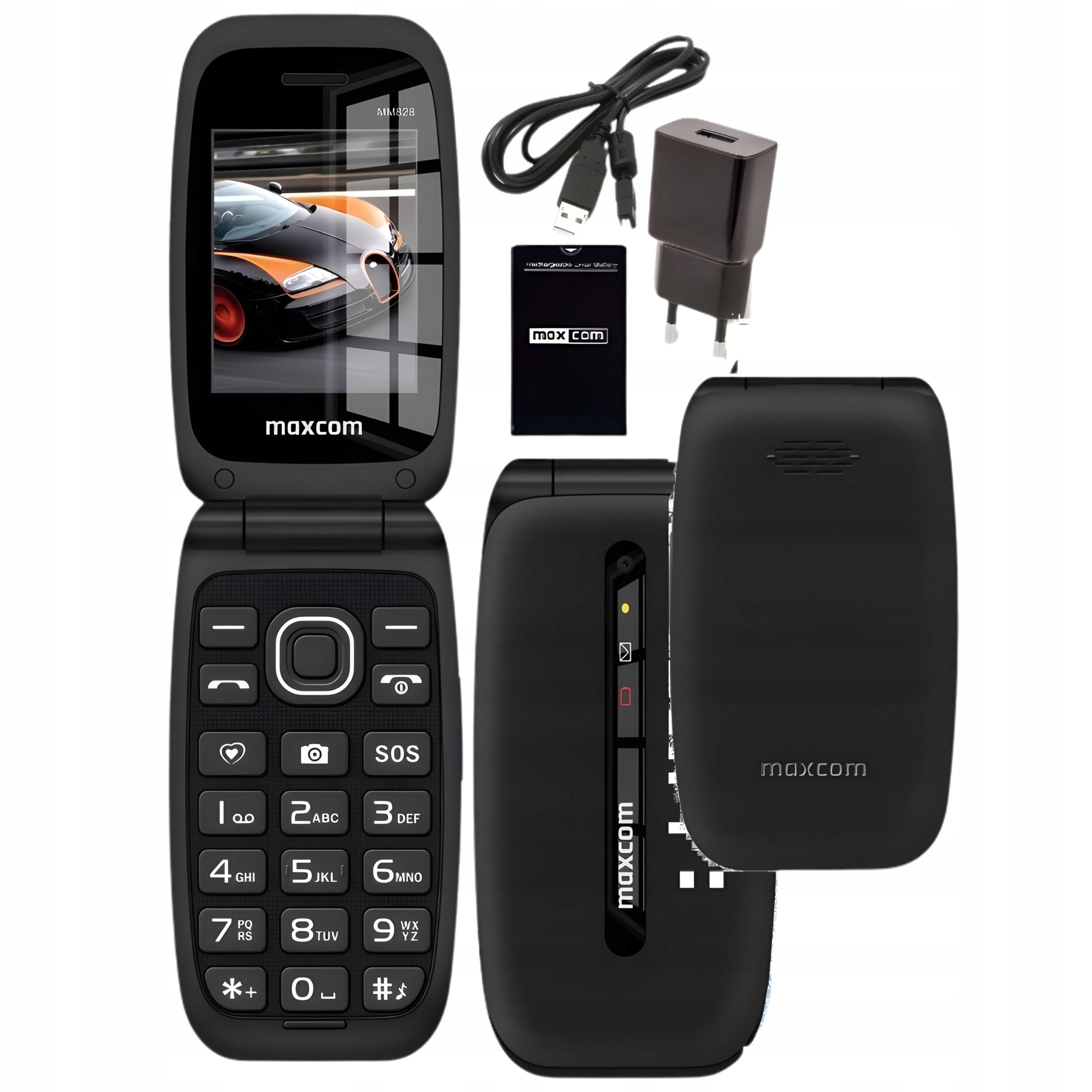 Flip phone for senior Maxcom MM828 black,large keys and ...SOS