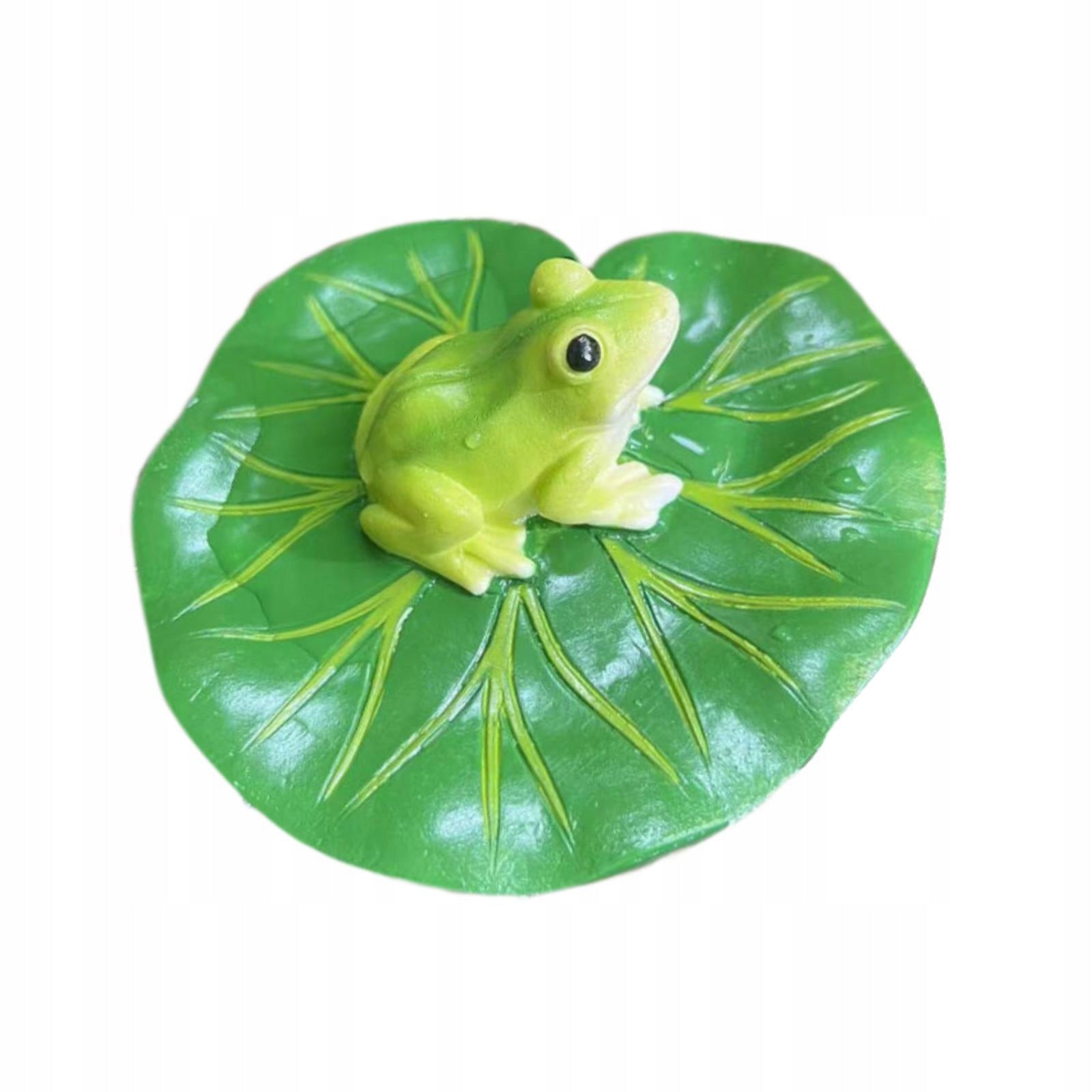 Floating Water Lily Leaf with Frog Figurine Versatile Resin Ornament Packaging status original