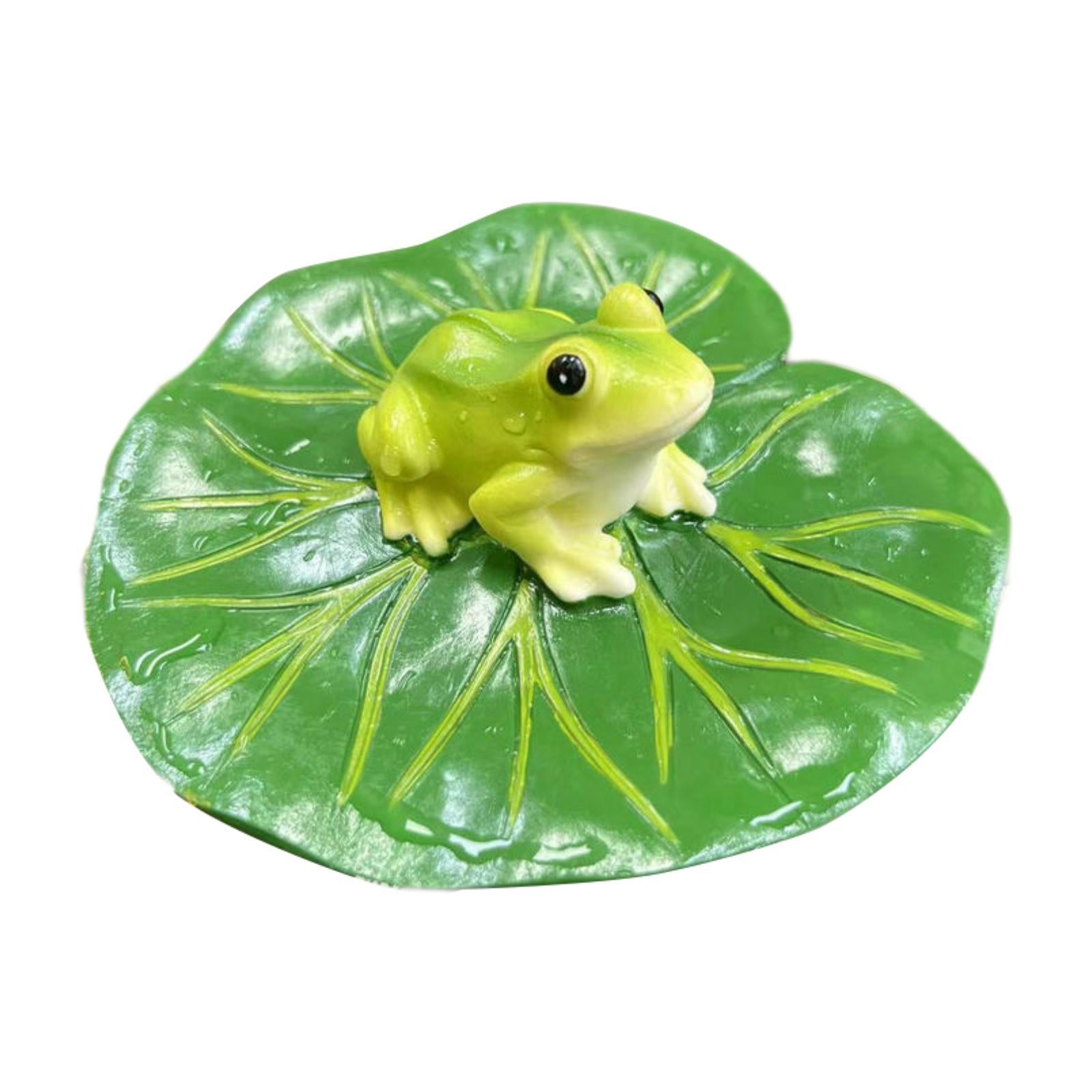 Floating Water Lily Leaf with Frog Figurine Versatile Resin Ornament