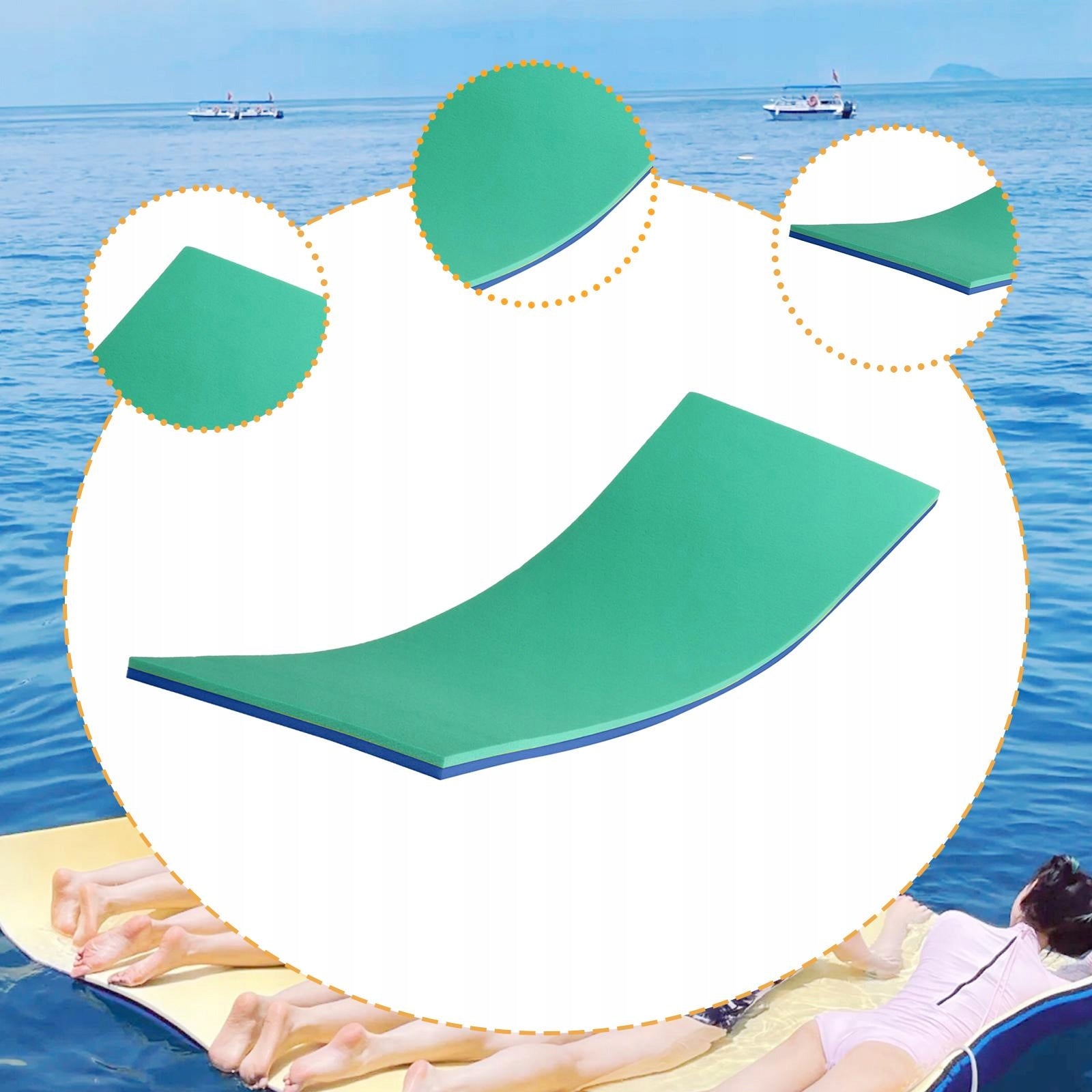 Floating water mattress, foam mat, green-blue180X55CM Brand no brand