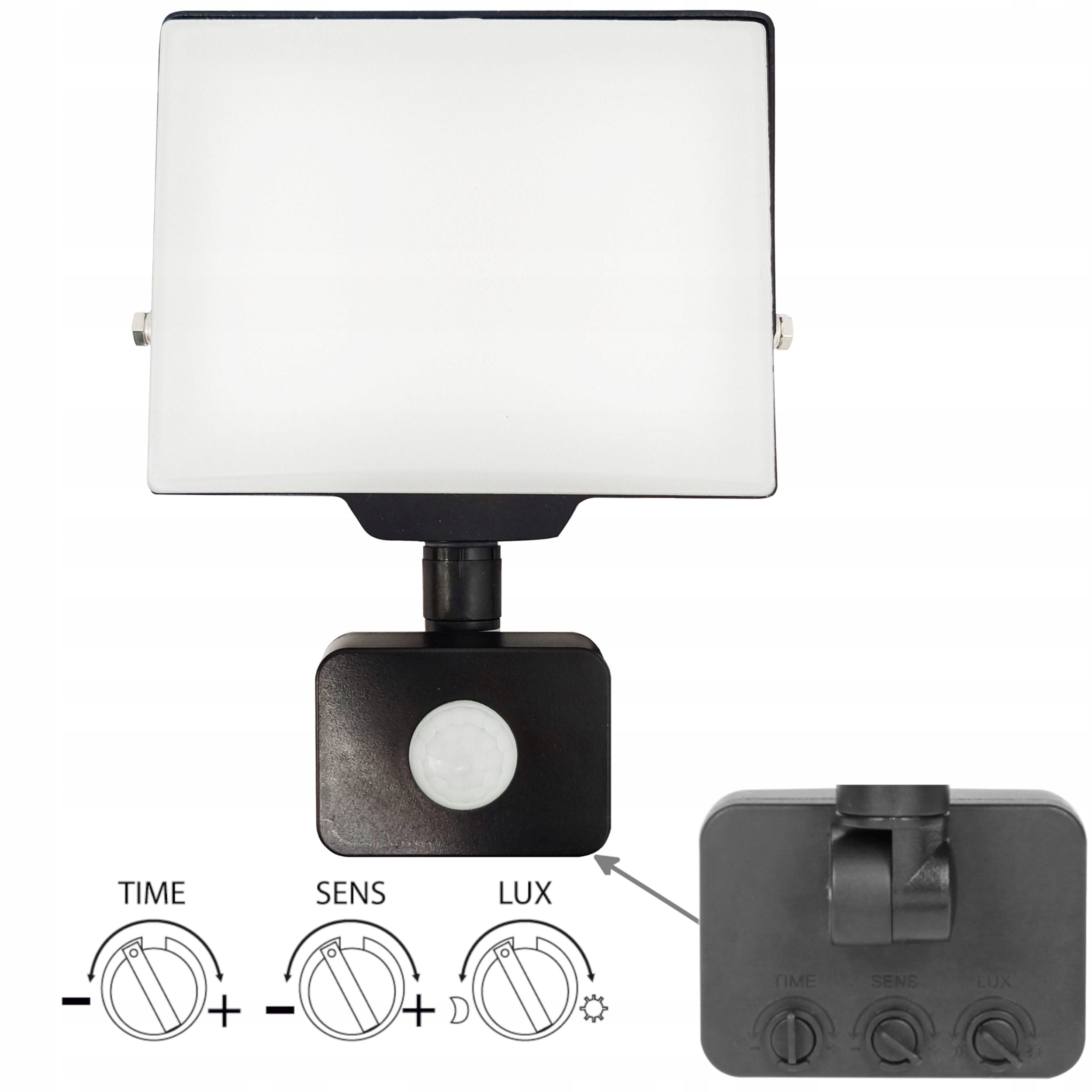 Floodlight Adviti LED 30W black with motion sensor IP44 2400 lm 4000 K Brand Adviti
