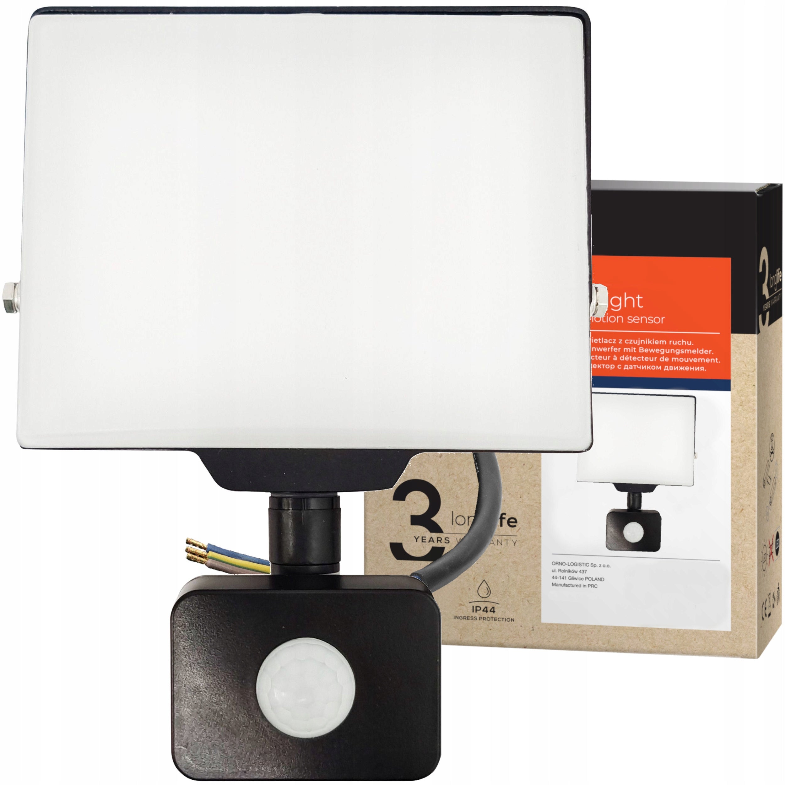 Floodlight Adviti LED 30W black with motion sensor IP44 2400 lm 4000 K Manufacturer code OR-NL-6464BLR4
