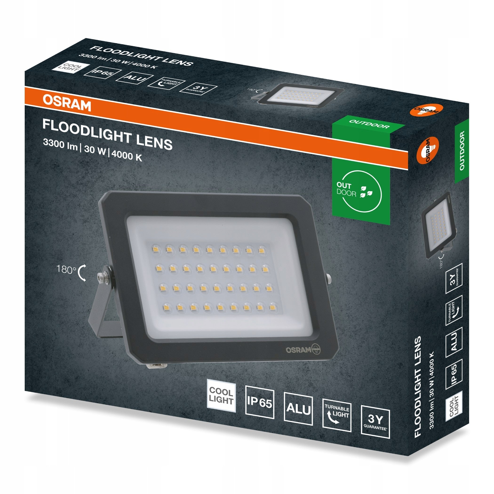 Floodlight LED Spotlight Halogen Lamp 30W 3300lm 4000K IP65 Osram Brand Osram