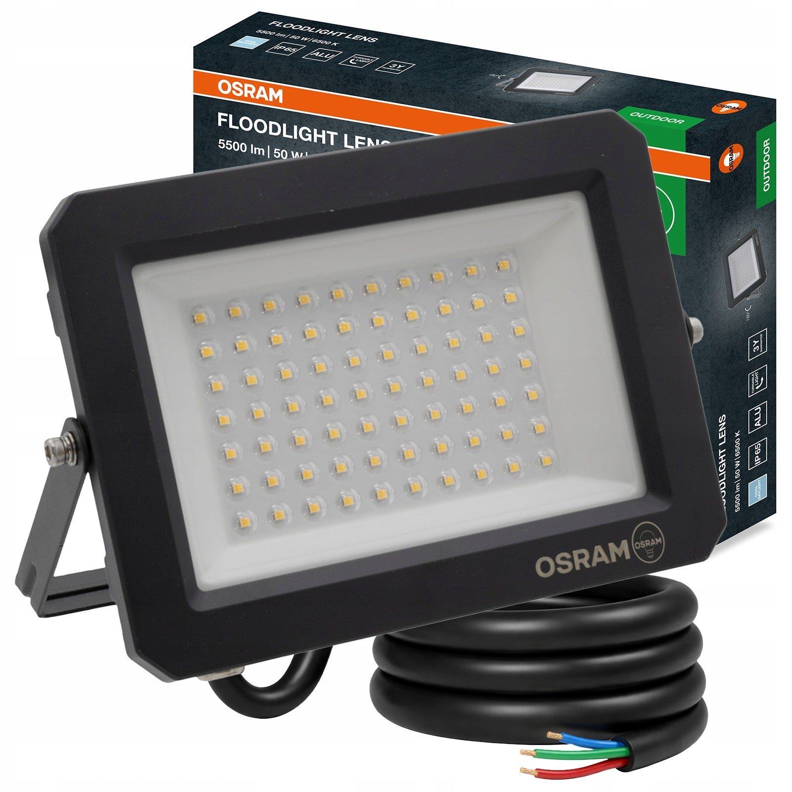 Floodlight LED Spotlight Halogen Lamp 50W 5500lm 6500K Cold IP65 Osram