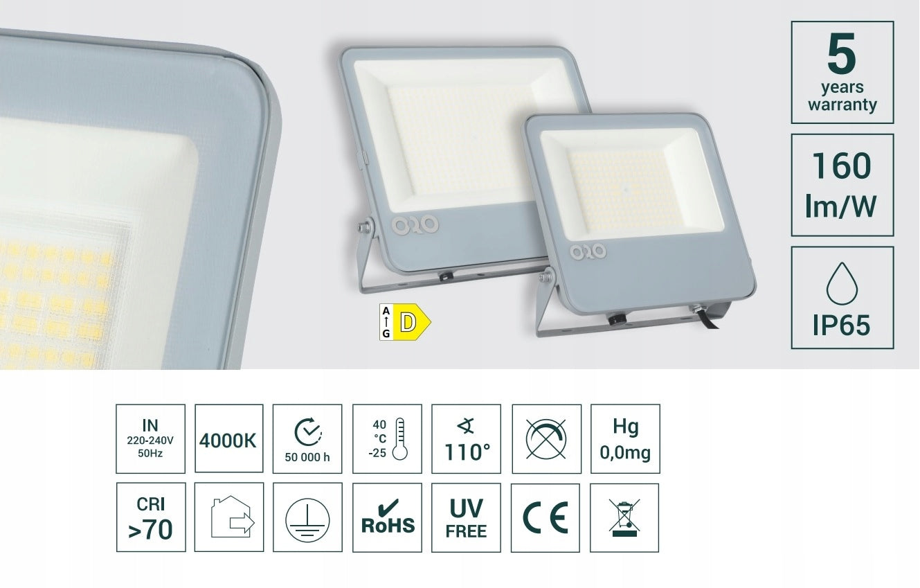 Floodlight ORO DIODO PRO 50W NW 4000K ORO33130 Manufacturer code 5902533190867
