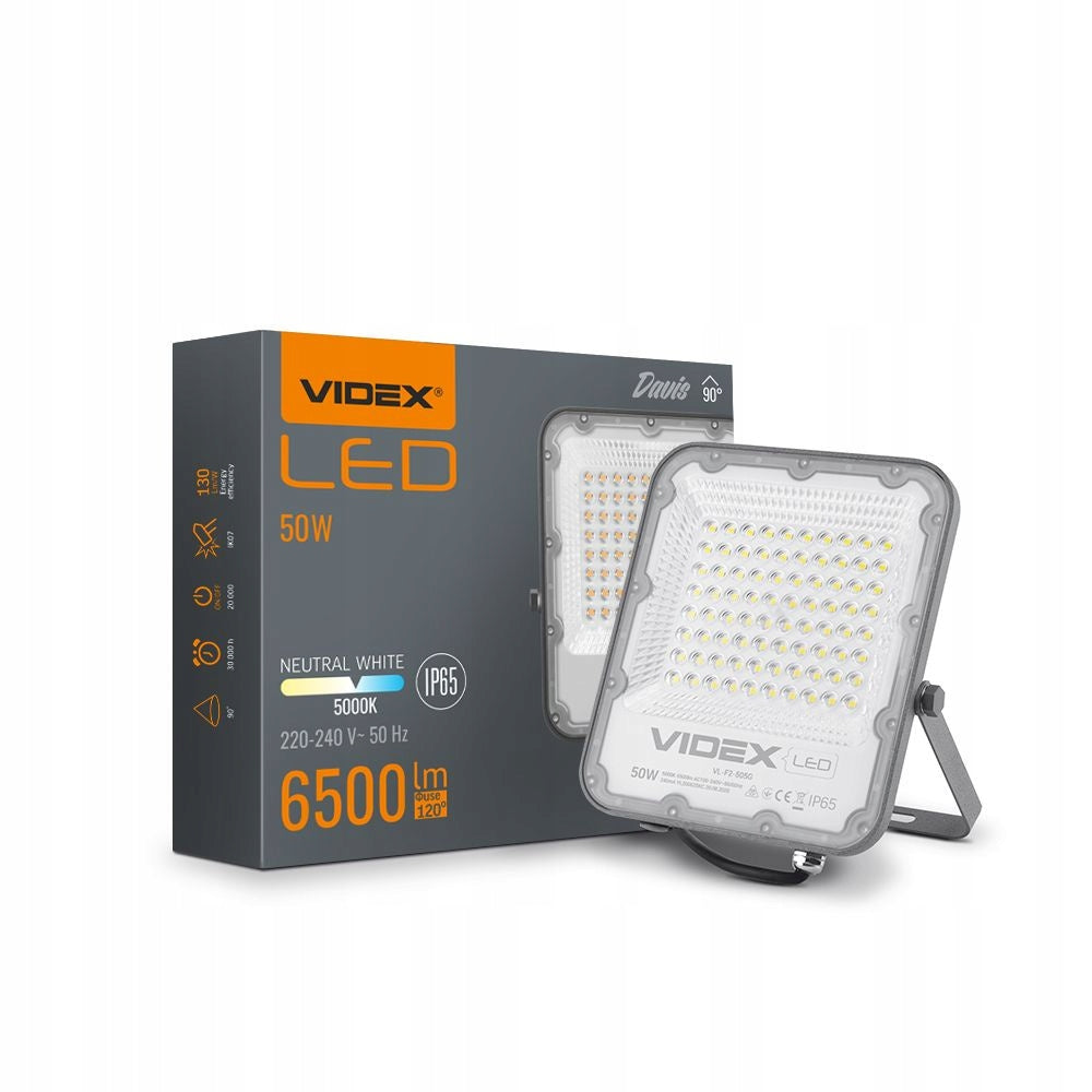 Floodlight Videx LED 50W 6500lm neutral white 5000K aluminum IP65 120°