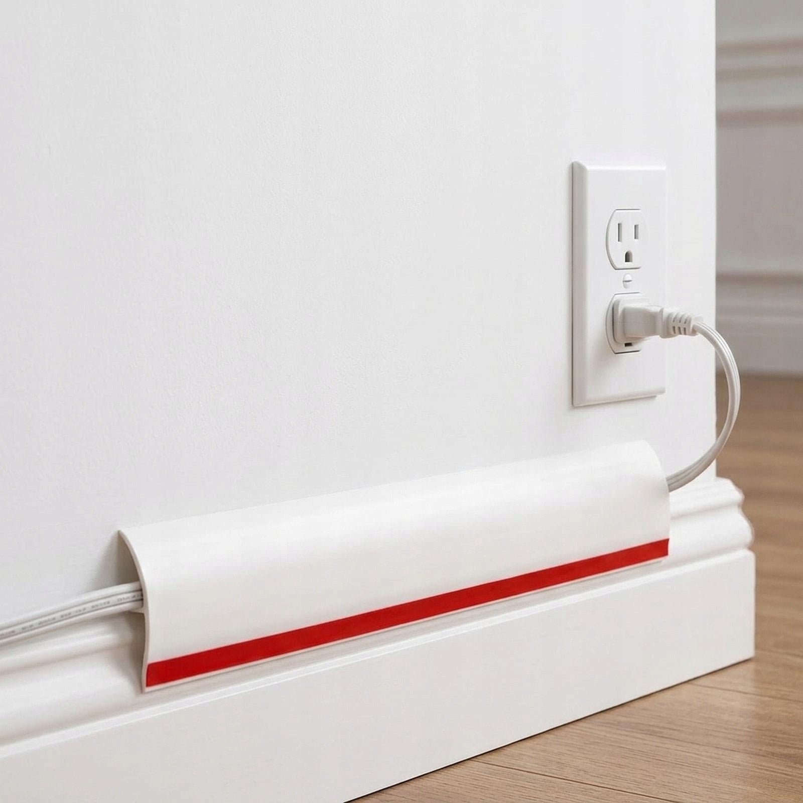 Floor Cable Cover PVC Cord Cover Storage Solution 5M Easy to Install White