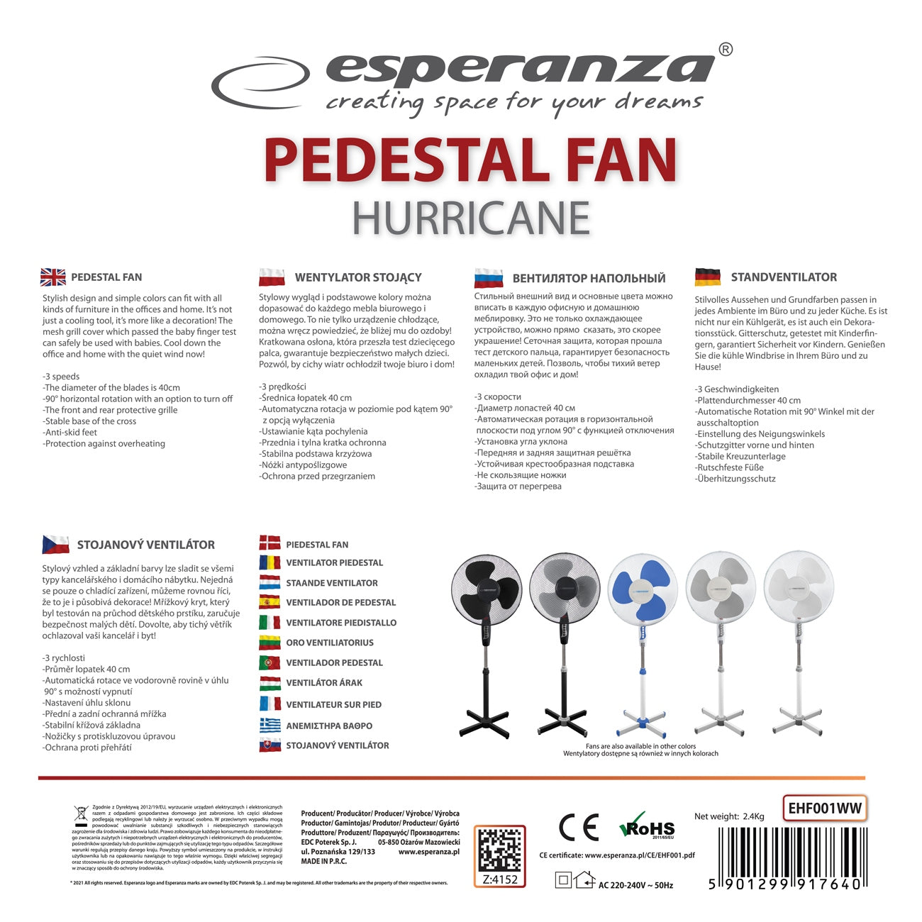 Floor Fan Standing Windmill Movable Rotating Adjustable Power 1 W