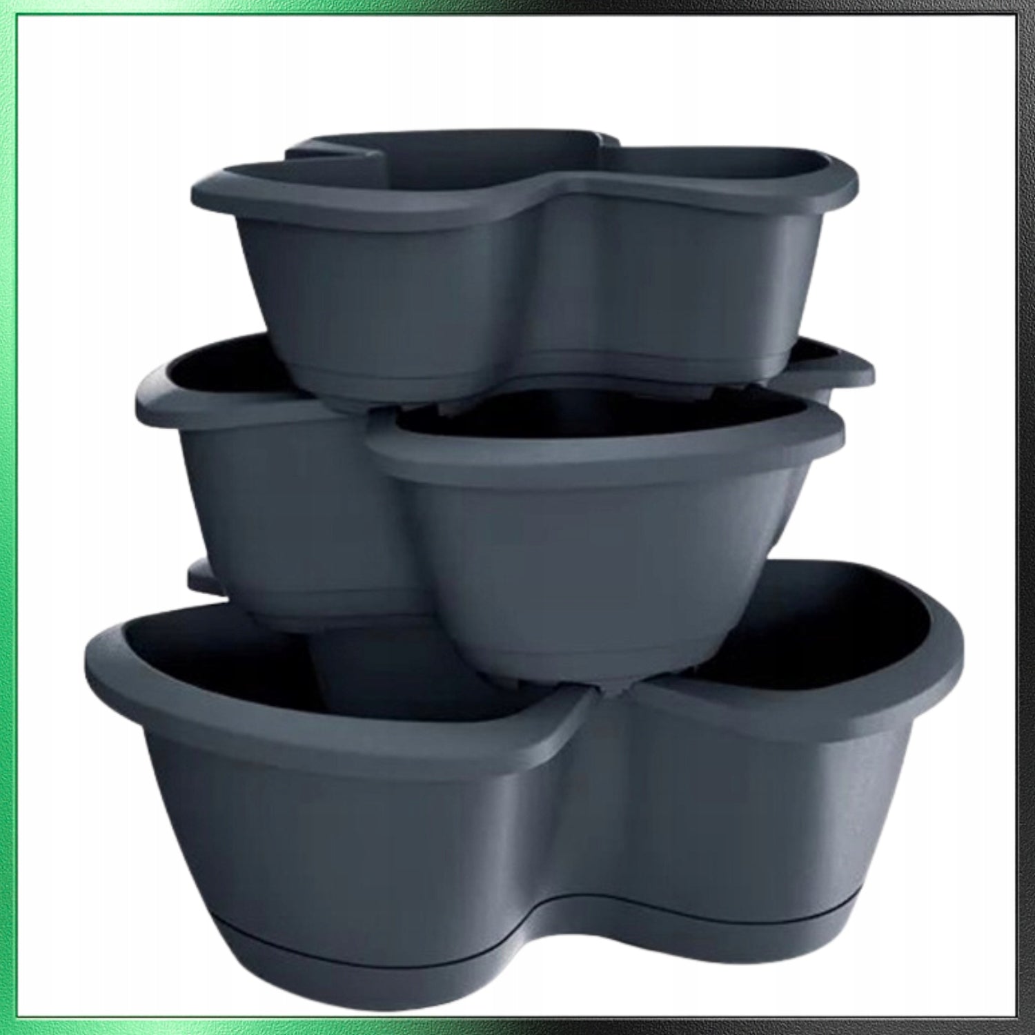 Floor Flower Pot Plastic Cascading Respana Anthracite Flowers Herbs 3pcs. Packaging status original