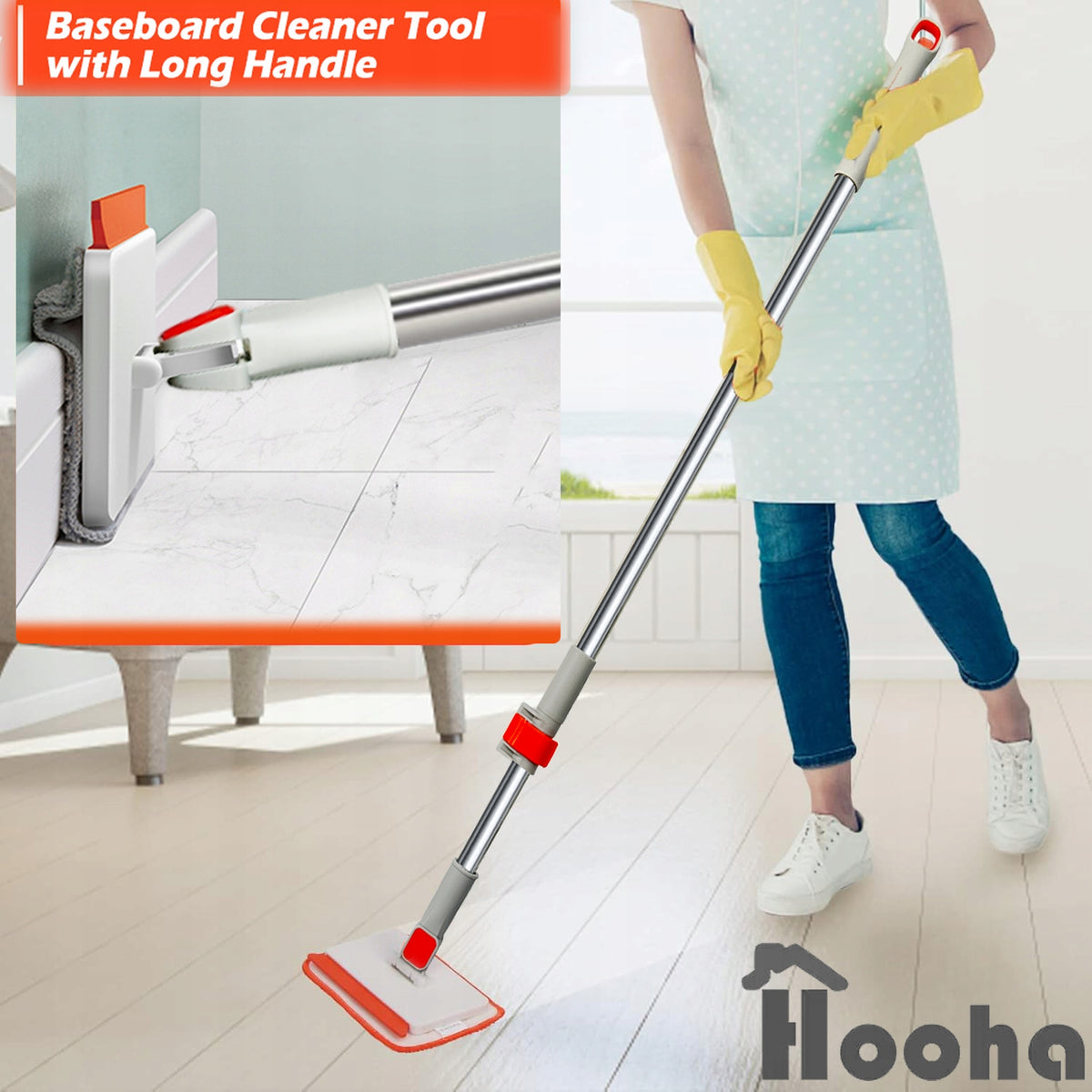 Floor Strip Cleaning Mop 3in1 Telescopic Rotary + 4x Packaging status original