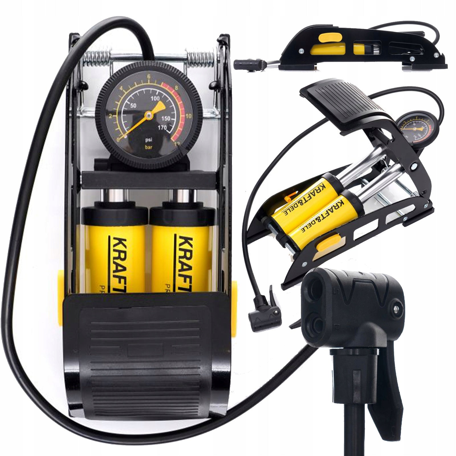 Floor bicycle pump with composite pressure gauge KD11824