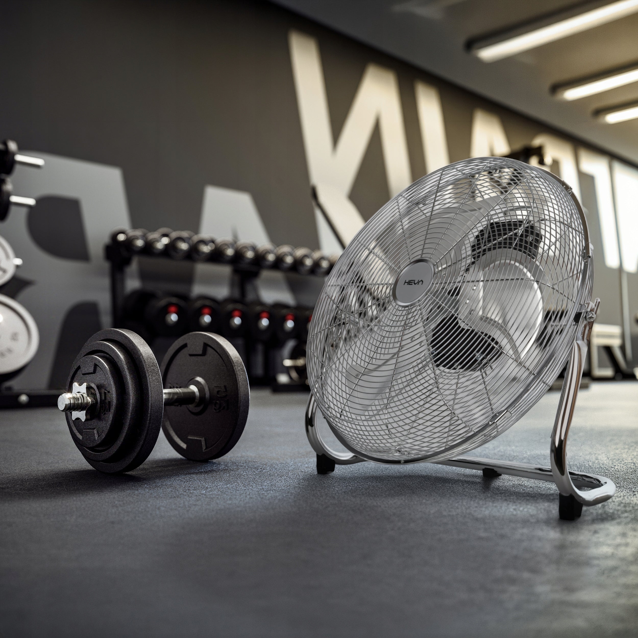 Floor fan HRX large industrial fan powerful 130W up to 50cm chrome Packaging status original