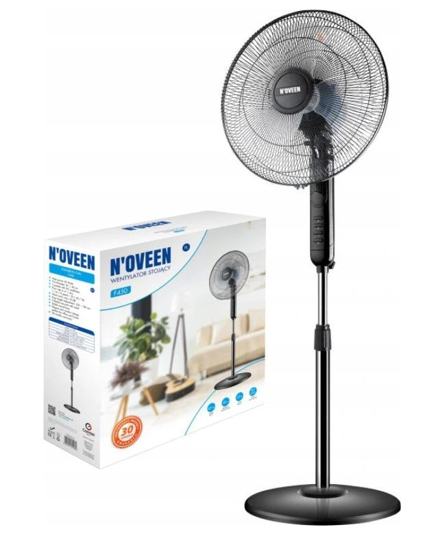 Floor fan N'oveen F450 black 16" 40CM 45W STABLE QUIET PERFORMANCE