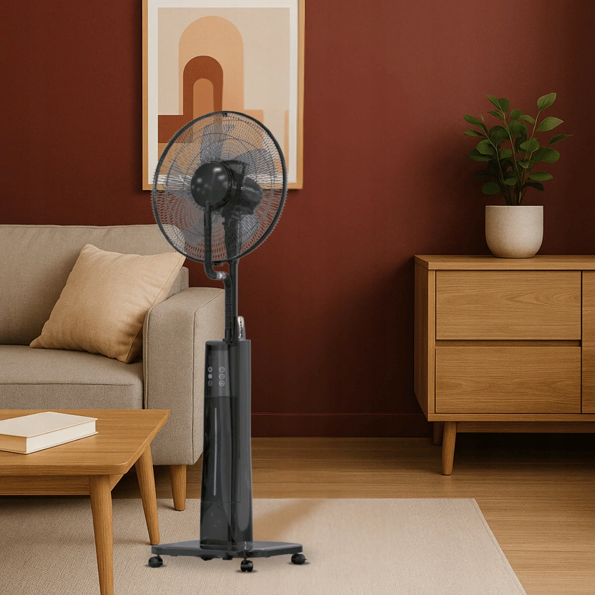 Floor fan standing with mist Fan with humidifier black TEVO Packaging status original