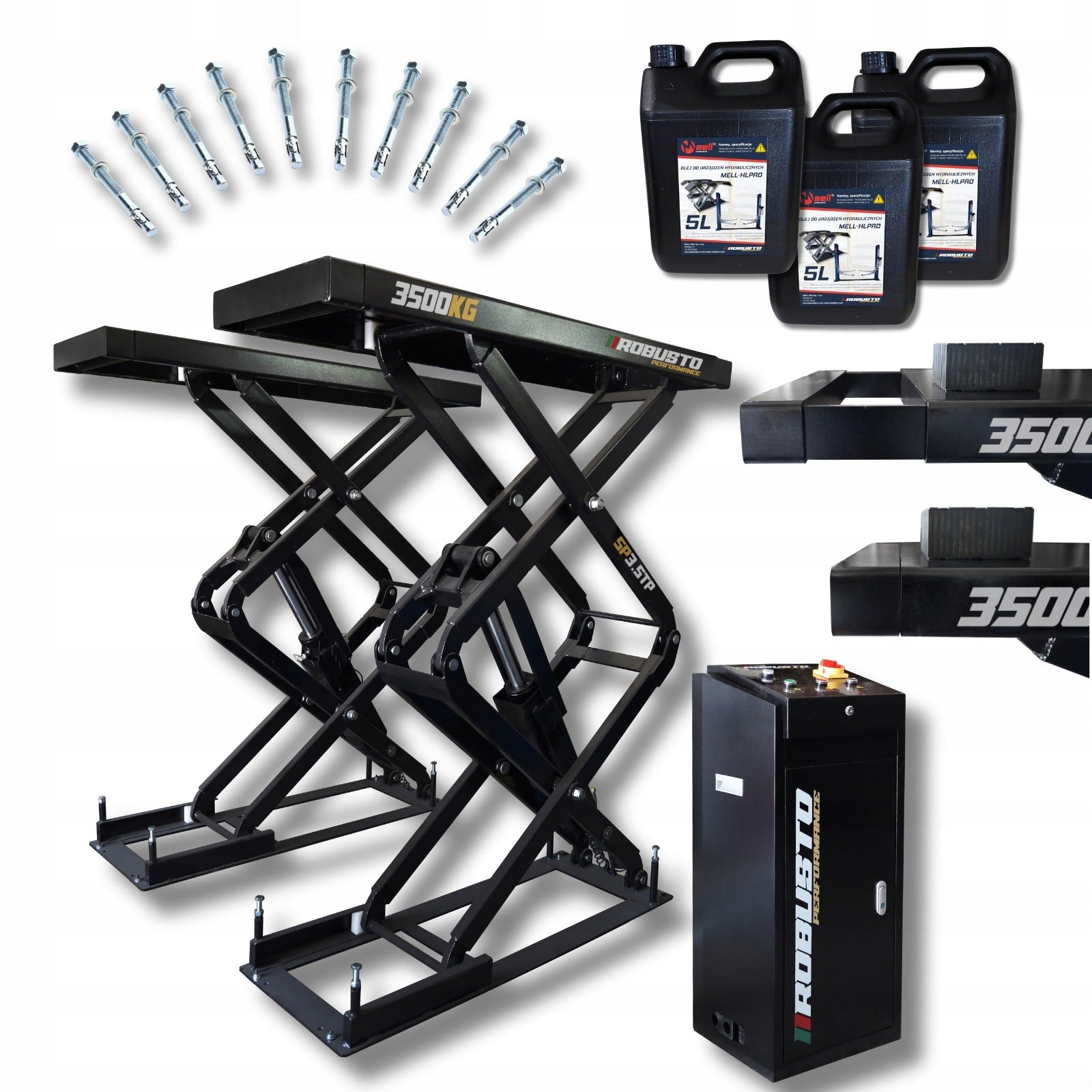 Floor lift scissor 3500kg 230V SP3.5TP + OIL 15L ROBUSTO