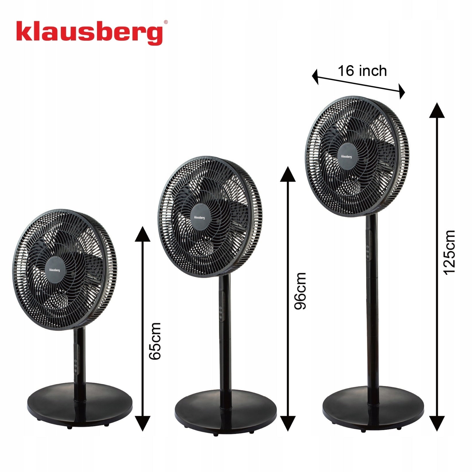 Floor standing fan KLAUSBERG KB9041 with remote control 40 cm LED 50W Timer Dominant color black