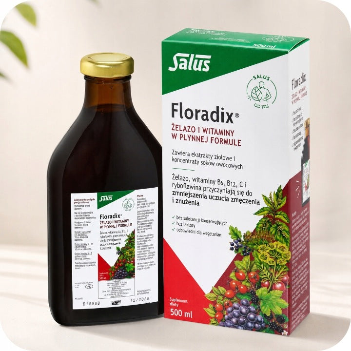 Floradix Iron Vitamins, 500 ml, liquid iron, energy, immunity Manufacturer code 8873001