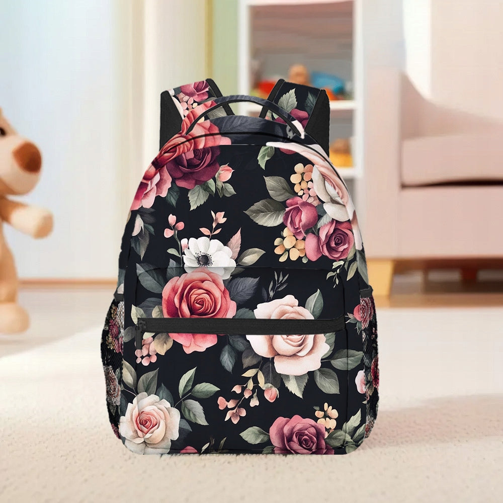 Floral Elegance Backpack - Lightweight, Versatile, Fashionable - For Travel & School