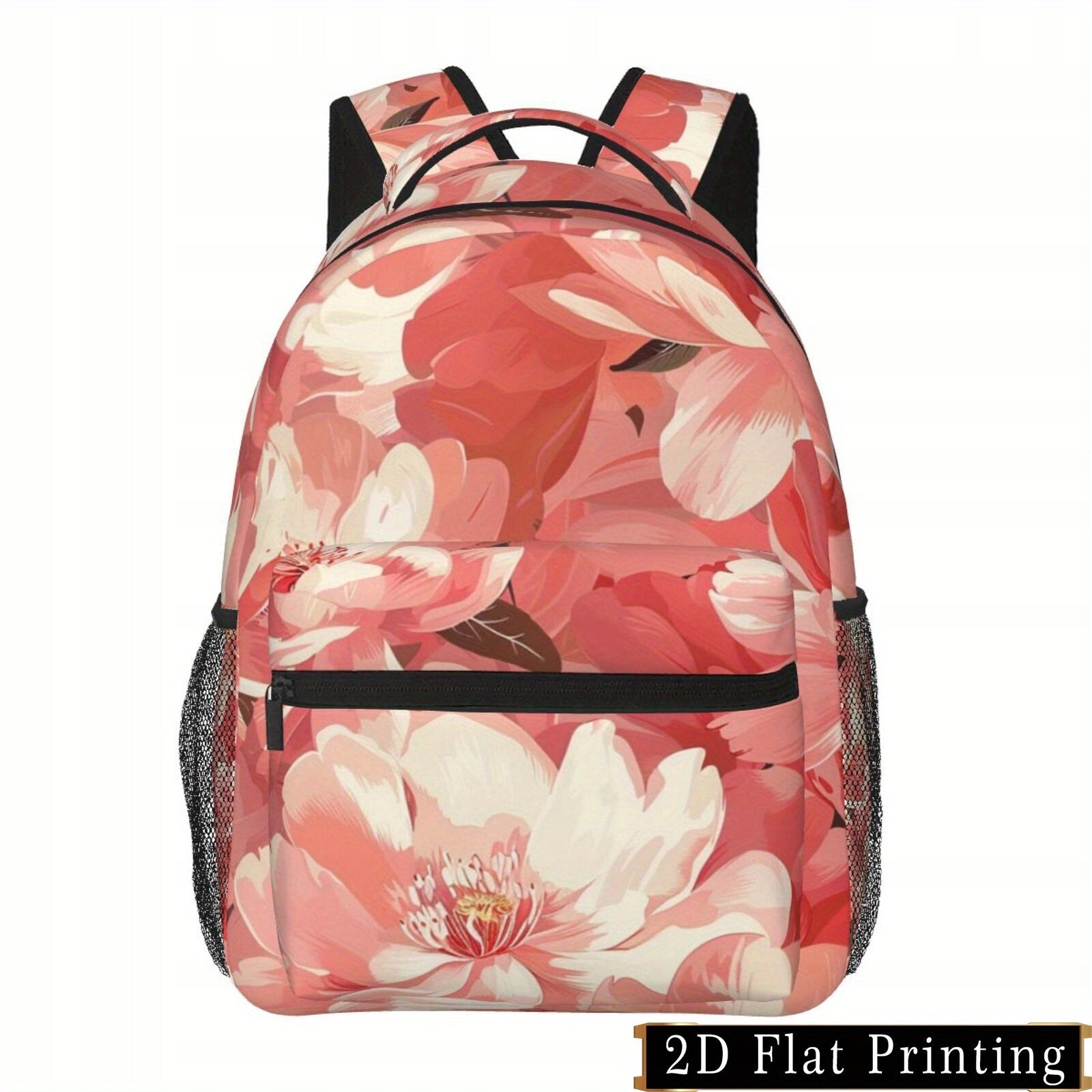 Floral Print Backpack with Waist Protection for Laptop