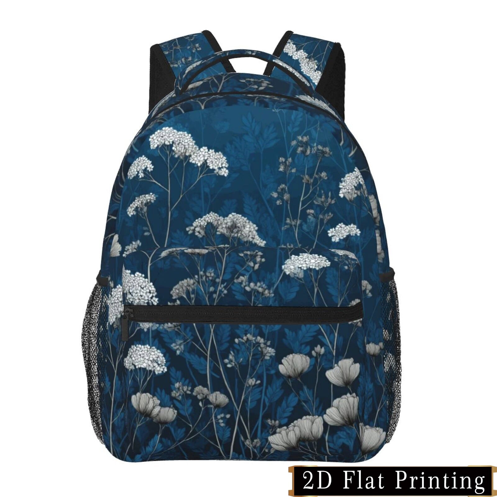 Floral Print Backpack with Waist Support and Large Capacity