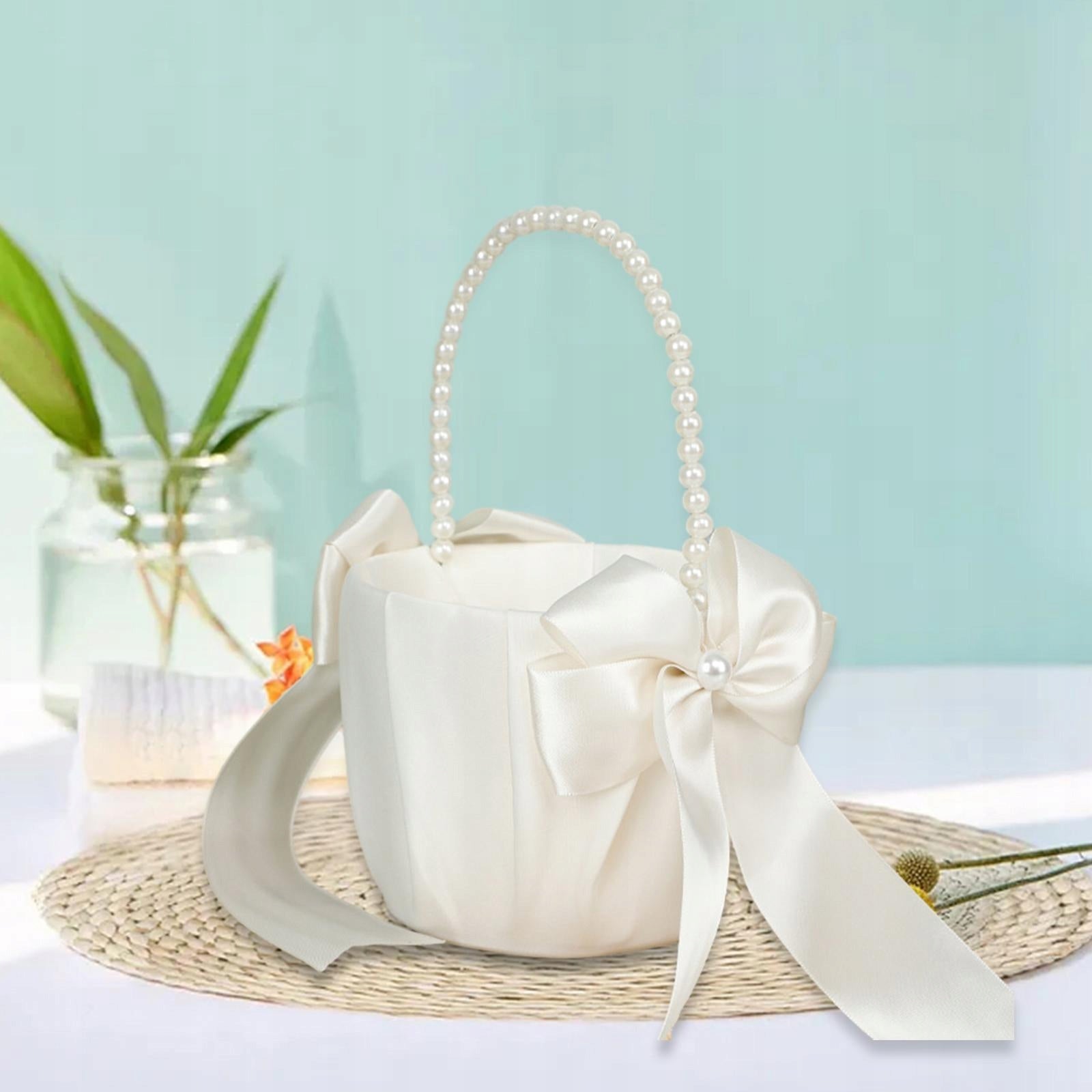 Flower Baskets for Wedding Satin Ribbons Basket Bridesmaid Lace Basket