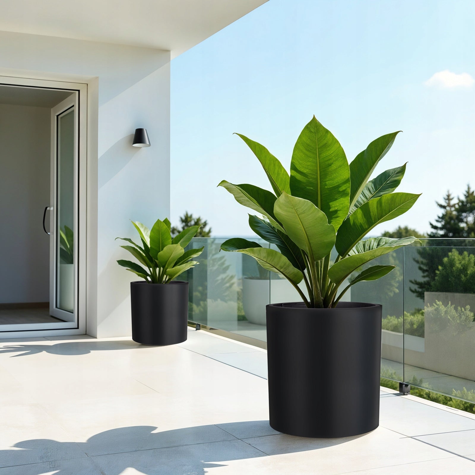 Flower Pot 47cm Large Garden Planter Frost Resistant Anthracite + Refill Color black gray