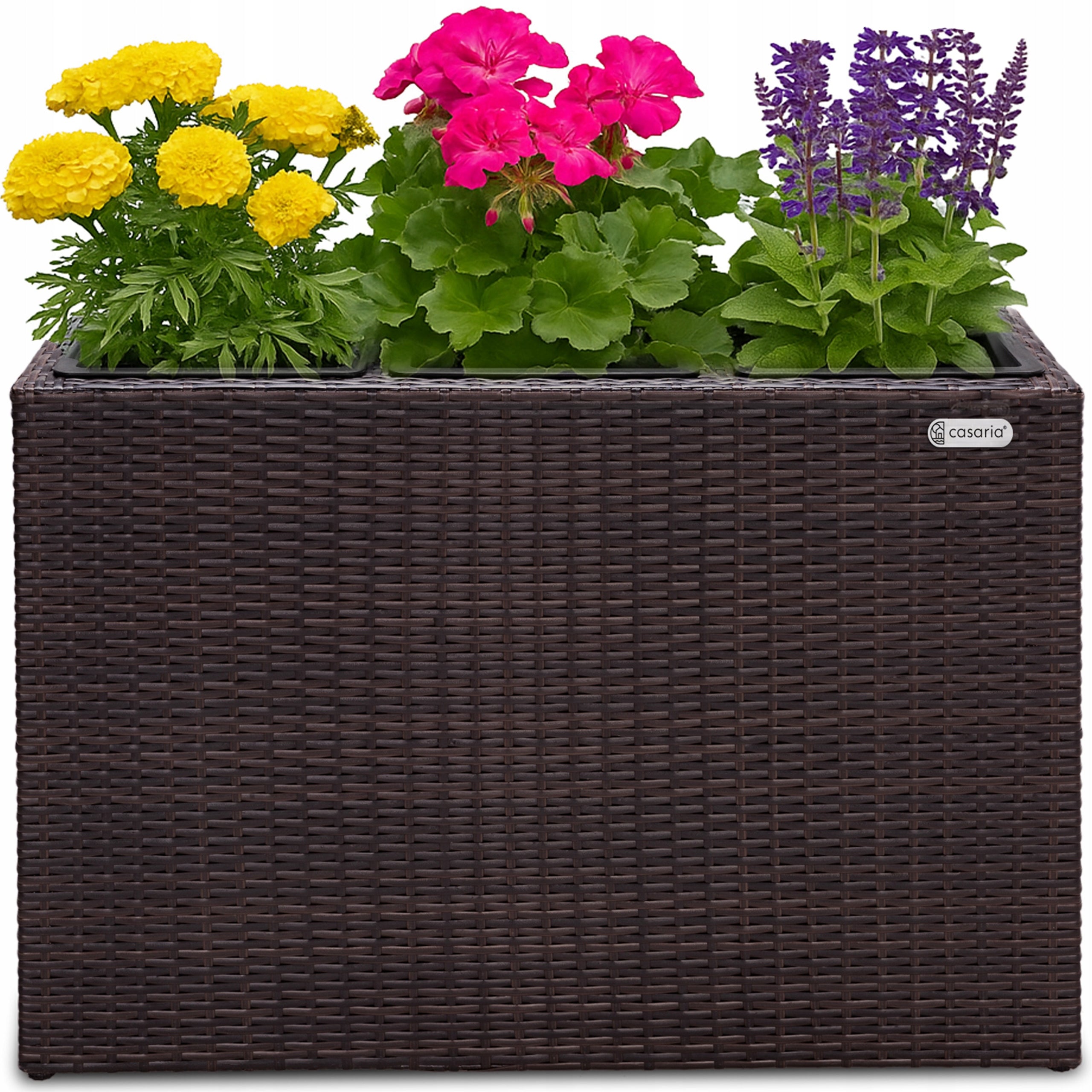 Flower Pot Chest Rattan 3x Removable Cartridges 83x30,5x60 cm brown Brand no brand