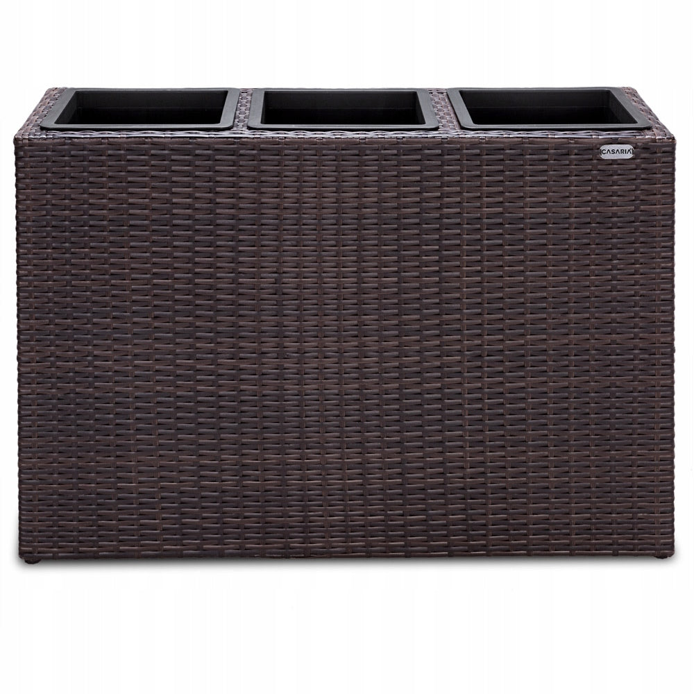 Flower Pot Chest Rattan 3x Removable Cartridges 83x30,5x60 cm brown Color beige