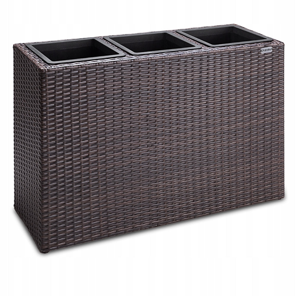 Flower Pot Chest Rattan 3x Removable Cartridges 83x30,5x60 cm brown Product height 60 cm