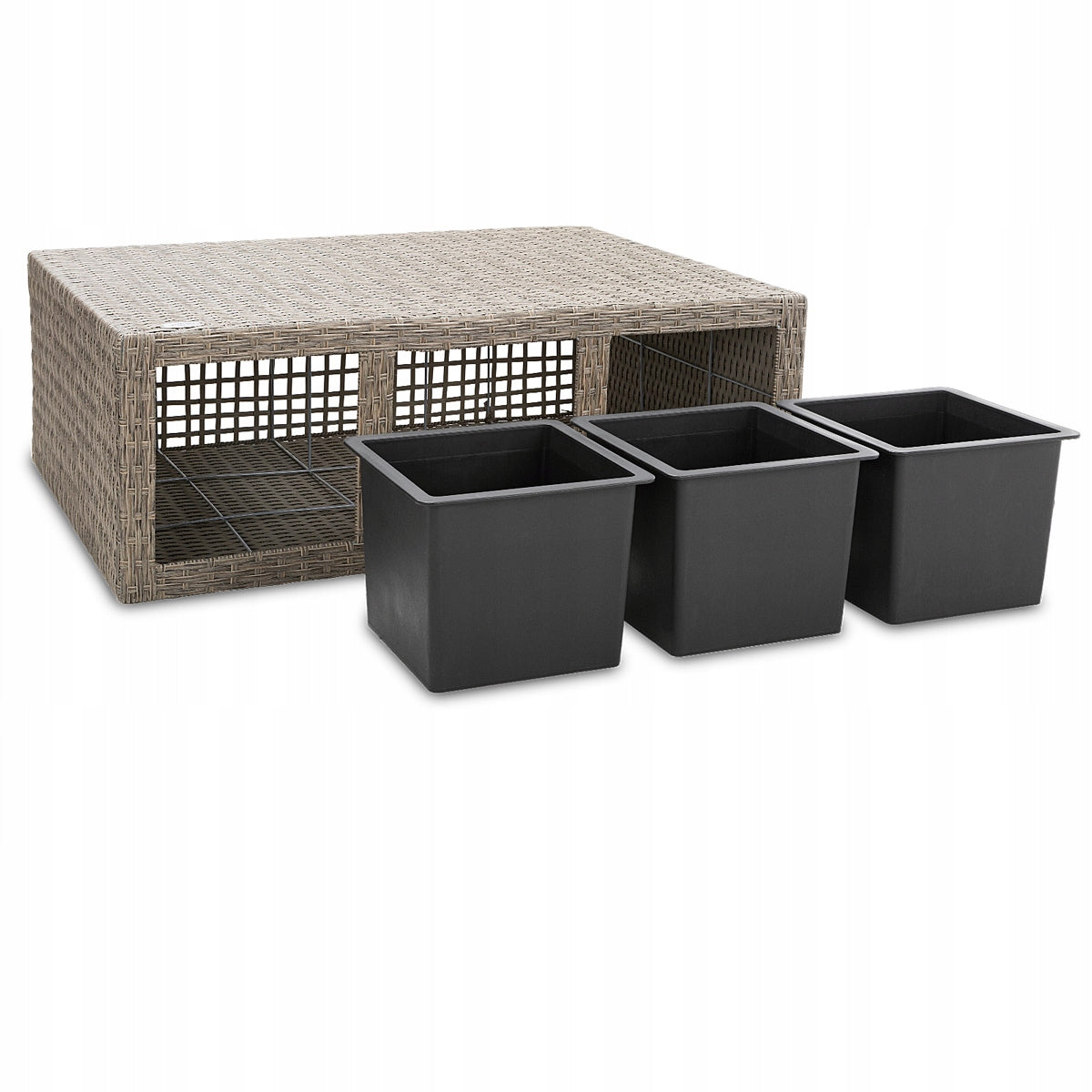 Flower Pot Garden Planter Ratan 3x Removable Cartridges Beige 83x31x60cm Brand no brand