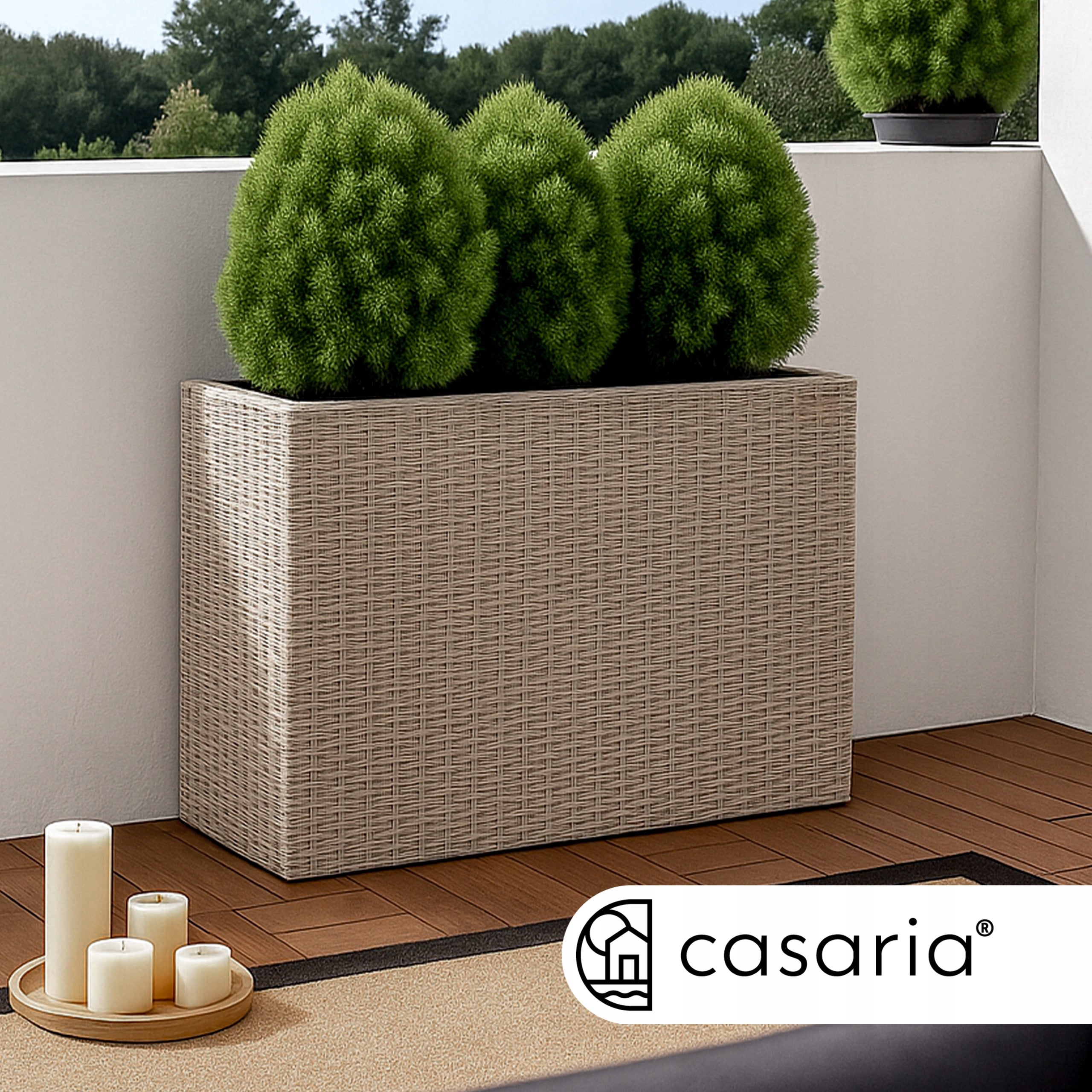 Flower Pot Garden Planter Ratan 3x Removable Cartridges Beige 83x31x60cm EAN (GTIN) 4250525360868