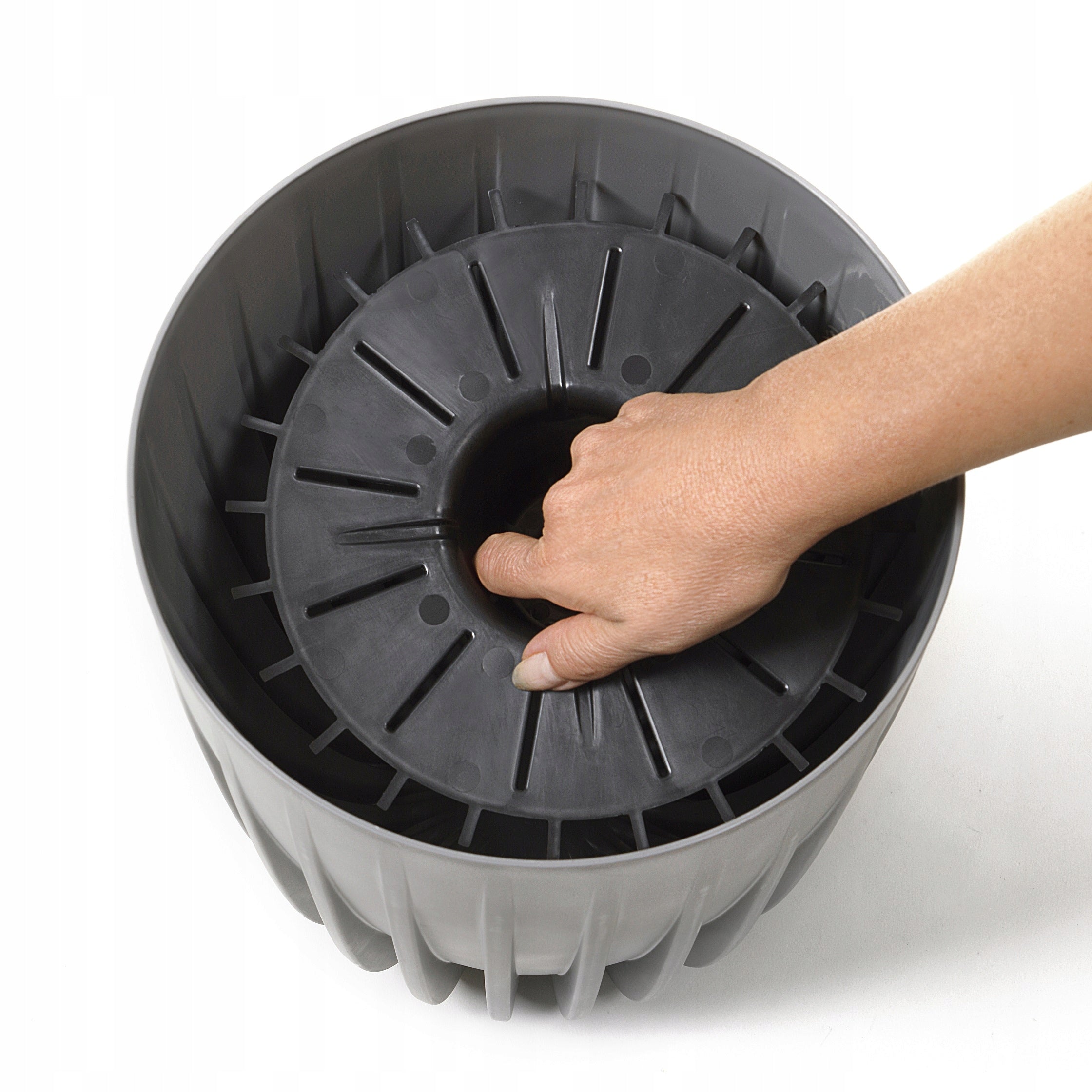 Flower Pot Planter Cover MIRA RECYCLING 25cm Black RIBBED WITH CARTRIDGE Brand Lamela