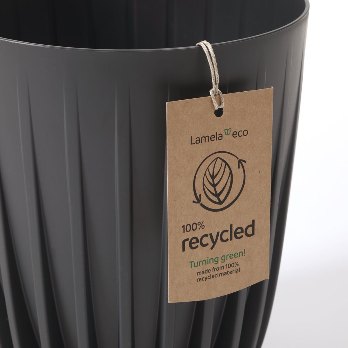 Flower Pot Planter Cover MIRA RECYCLING 25cm Black RIBBED WITH CARTRIDGE Manufacturer code LA914-04