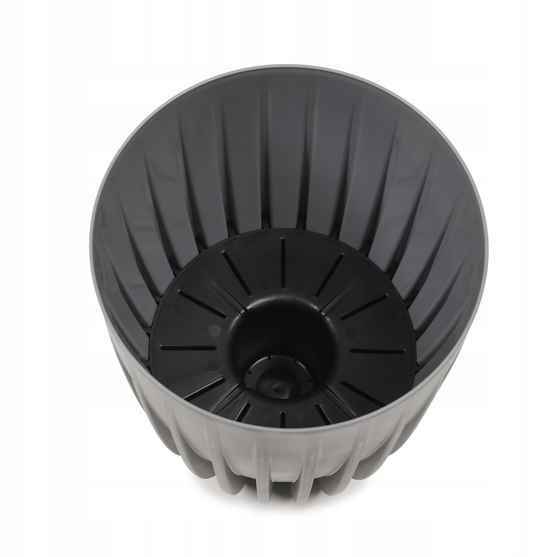 Flower Pot Planter Cover MIRA RECYCLING 25cm Black RIBBED WITH CARTRIDGE Material synthetic material