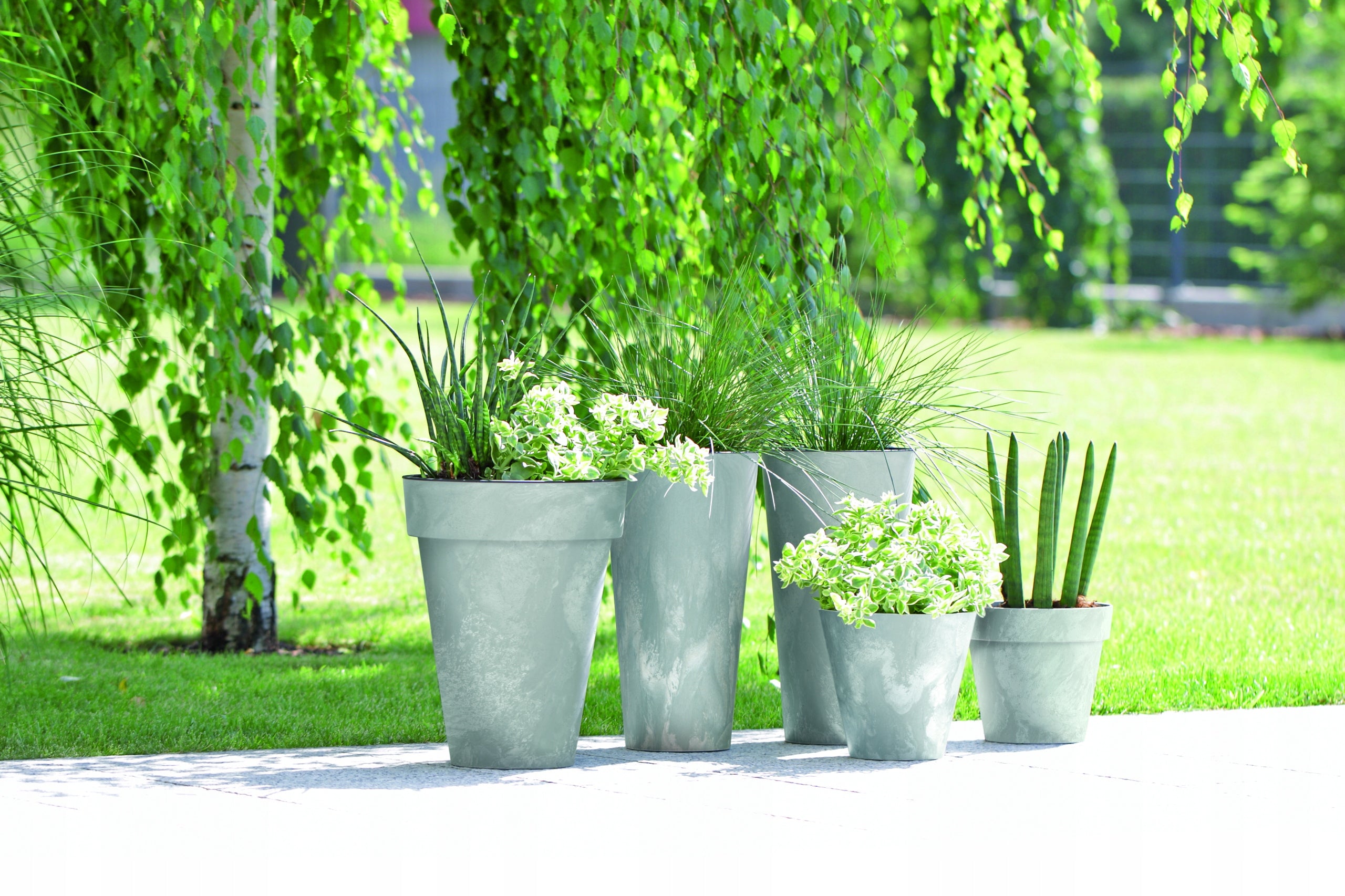 Flower Pot Tubus Slim Beton Effect DTUS200E- 442U CONCRETE Brand Prosperplast
