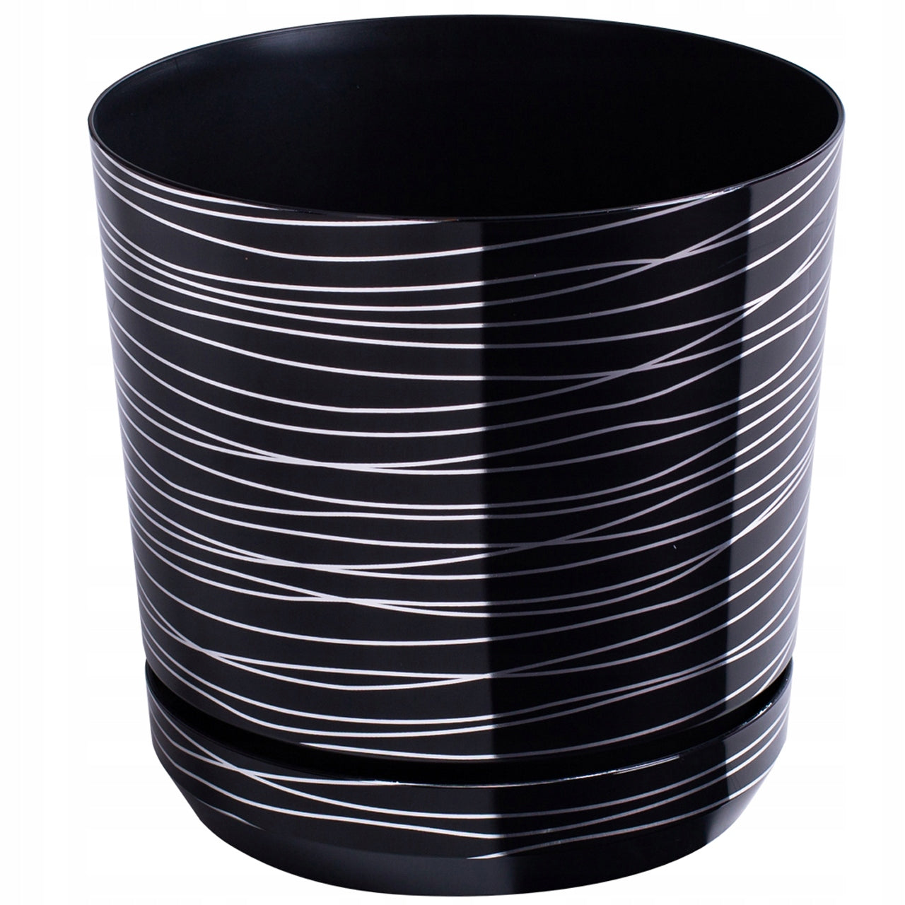 Flower pot DEKOR diameter 18 cm black stripes